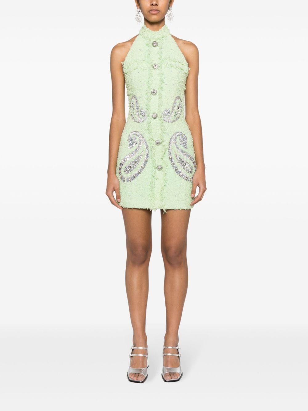 paisley-embellished tweed mini dress - 2