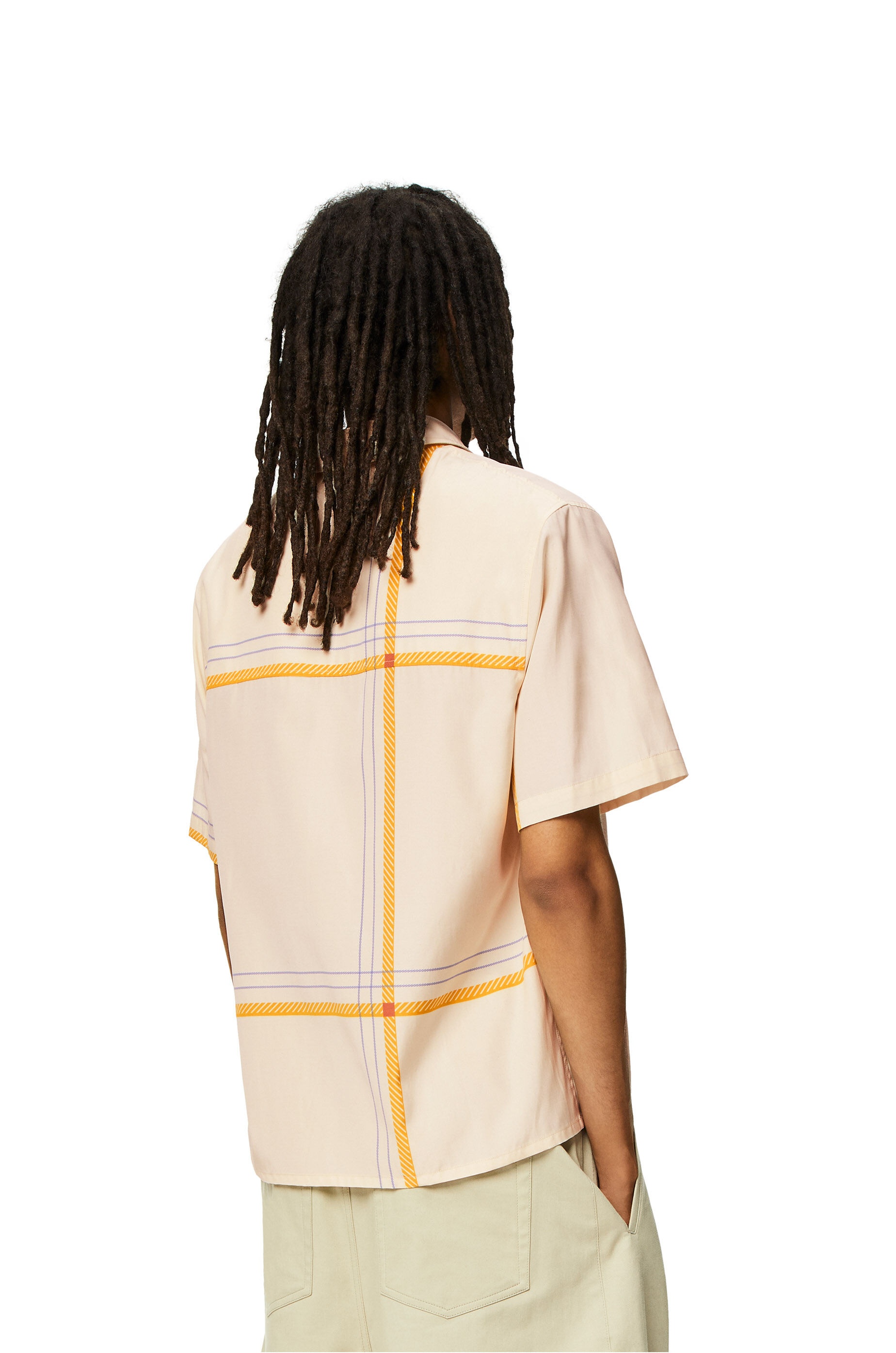 Short sleeve check shirt in silk and cotton - 4