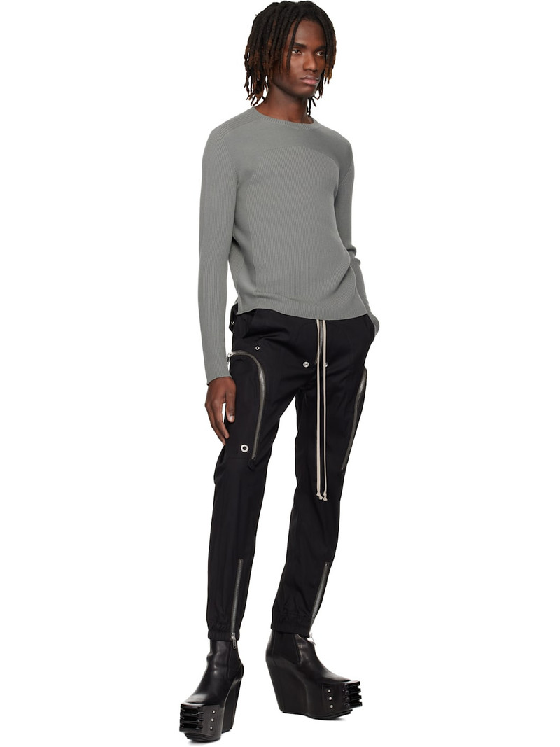 Rick Owens Gray Temple Ribbed Geo Sweater outlook