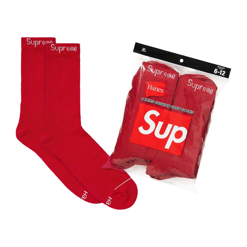 Supreme x Hanes Crew Socks (4 Pack) 'Red' - 1