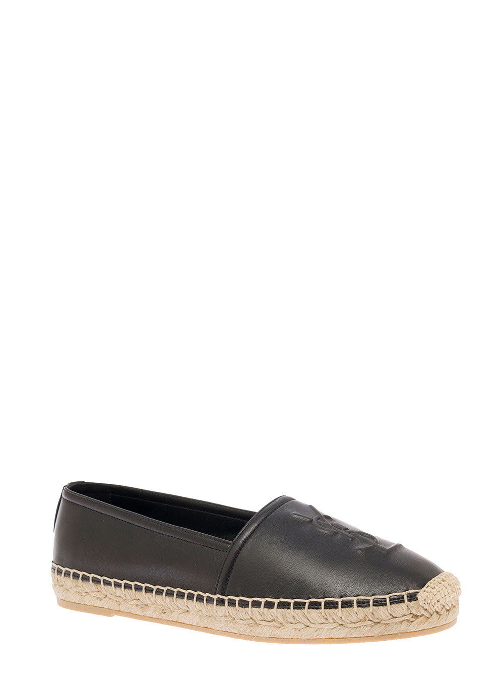 Saint Laurent Women Black Espadrilles With Logo In Leather Woman - 2