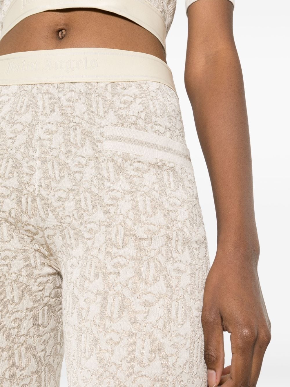 flared monogram-jacquard trousers - 5