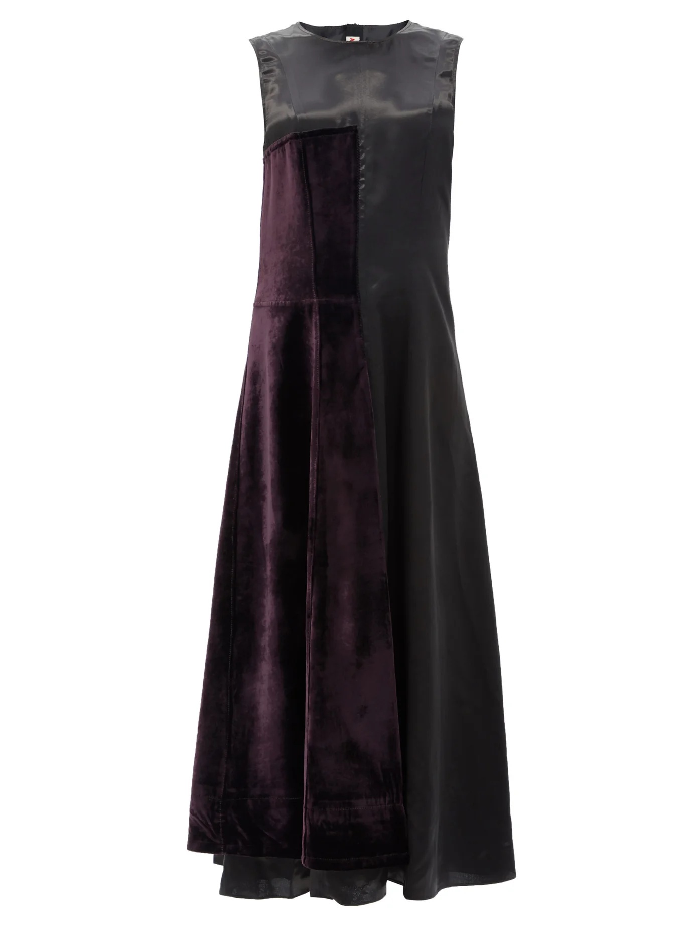 Velvet-panel twill dress - 1