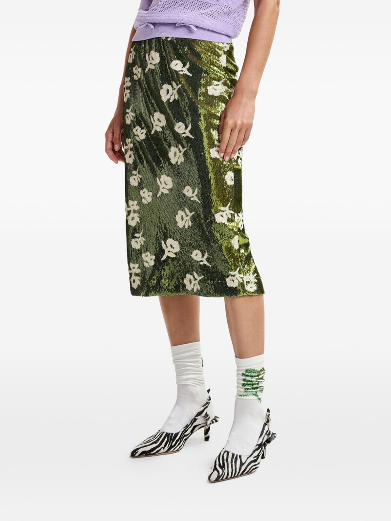 sequin-embellished floral-detail midi skirt 5