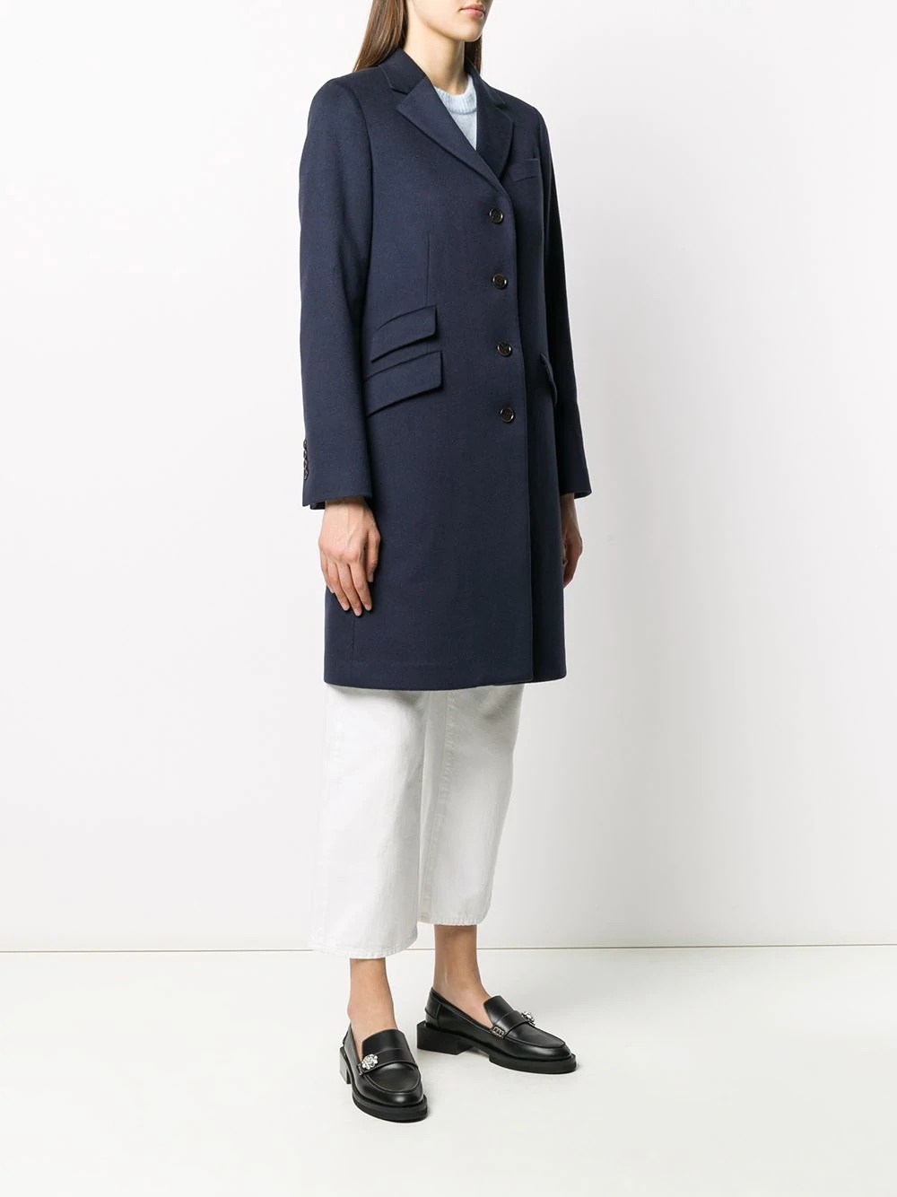 long-sleeved buttoned up coat - 3