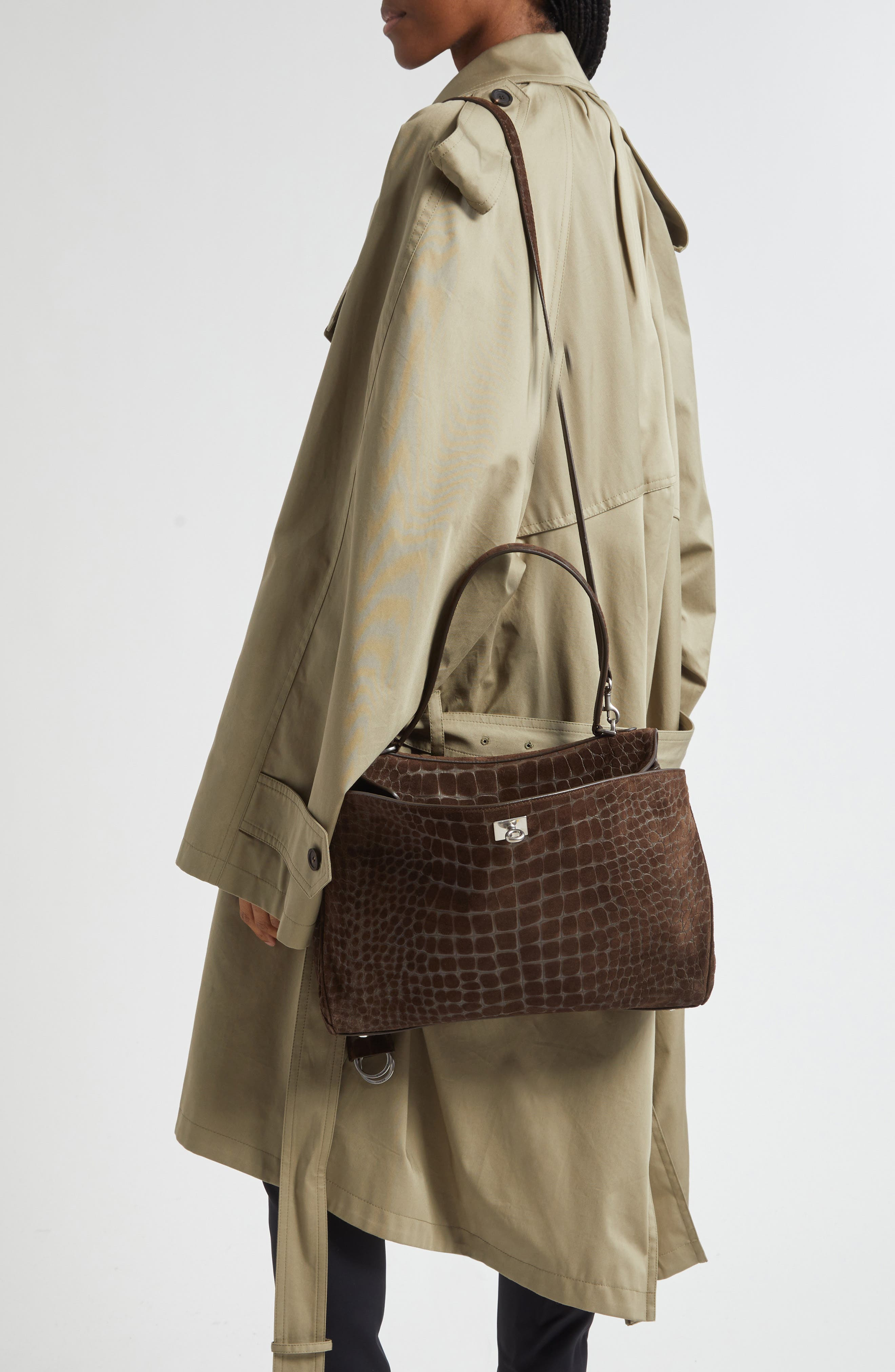 Balenciaga Medium Rodeo Croc Embossed Suede Top Handle Bag in 2411 Piper at Nordstrom - 3