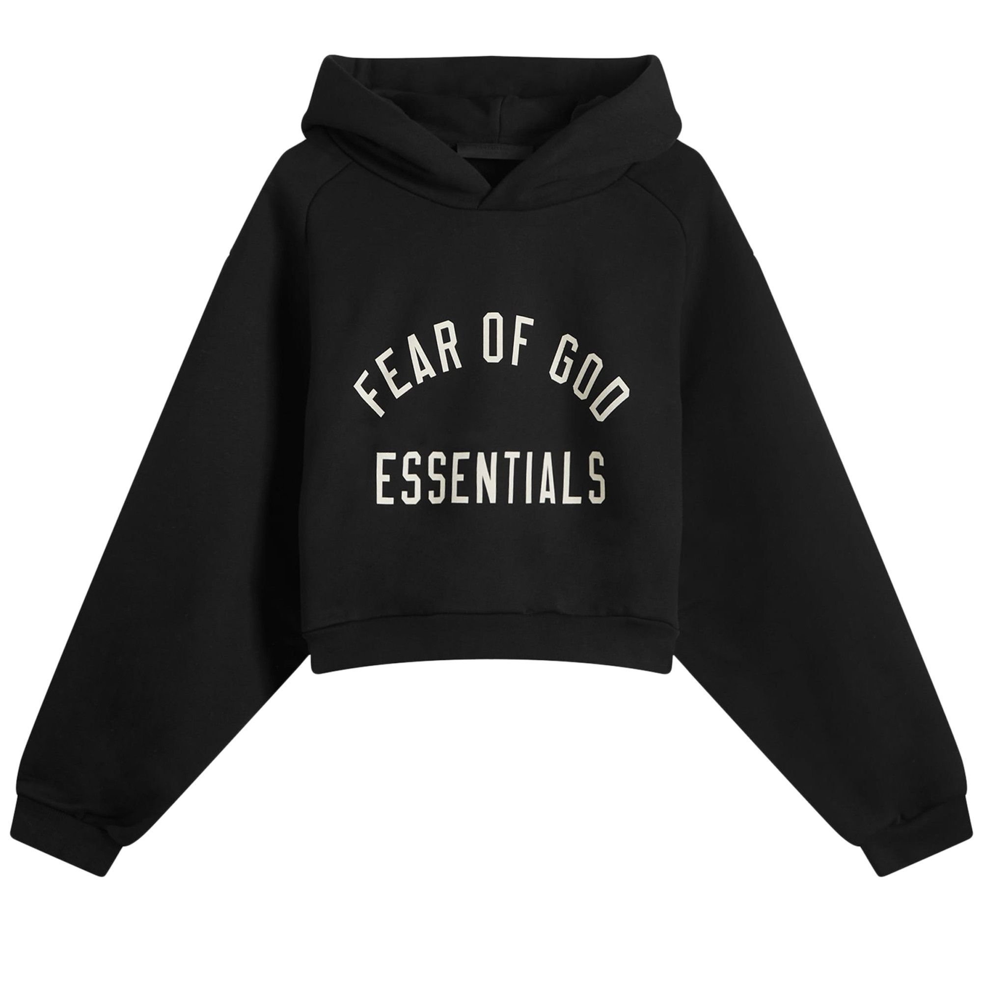 Fear of God Essentials Fleece Cropped Hoodie 'Black' - 1