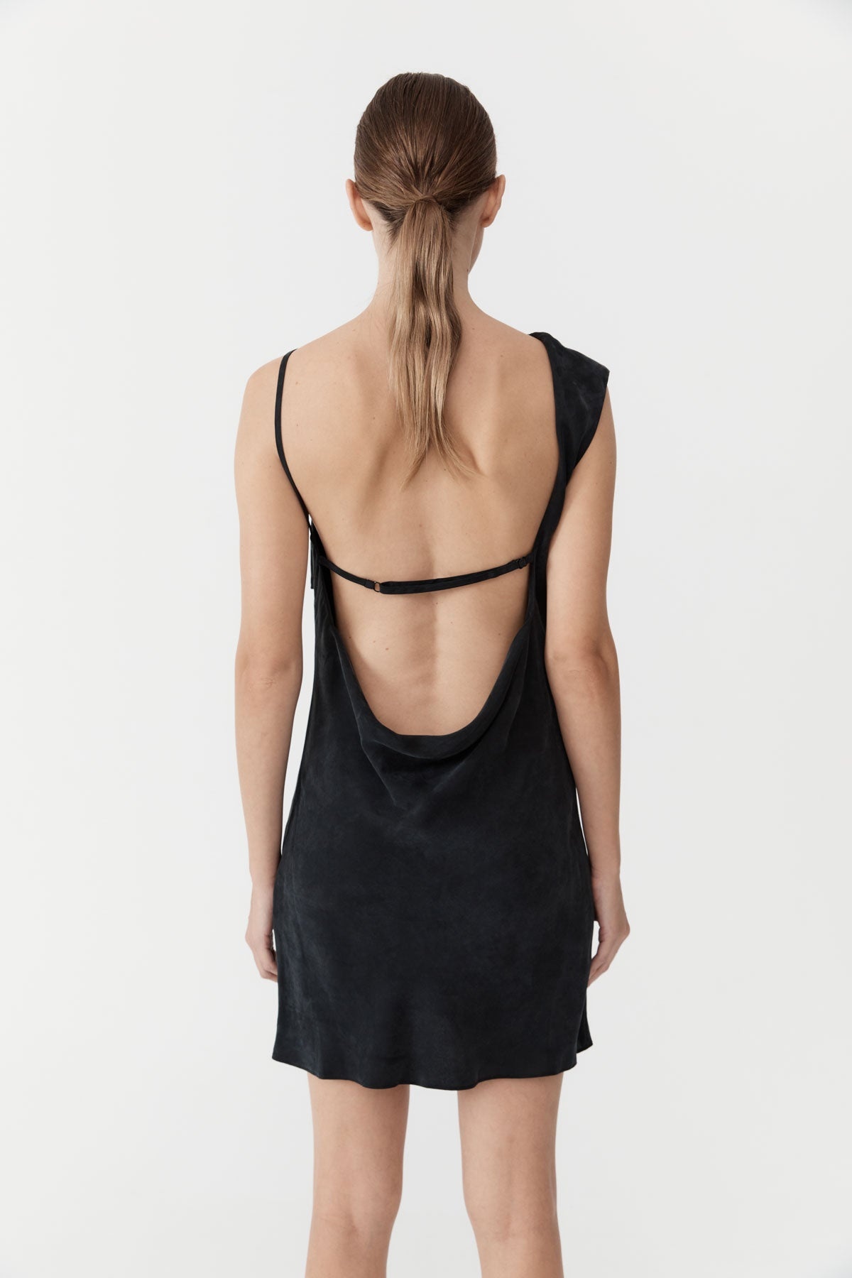 Sophia Drape Mini Dress - Washed Black - 3