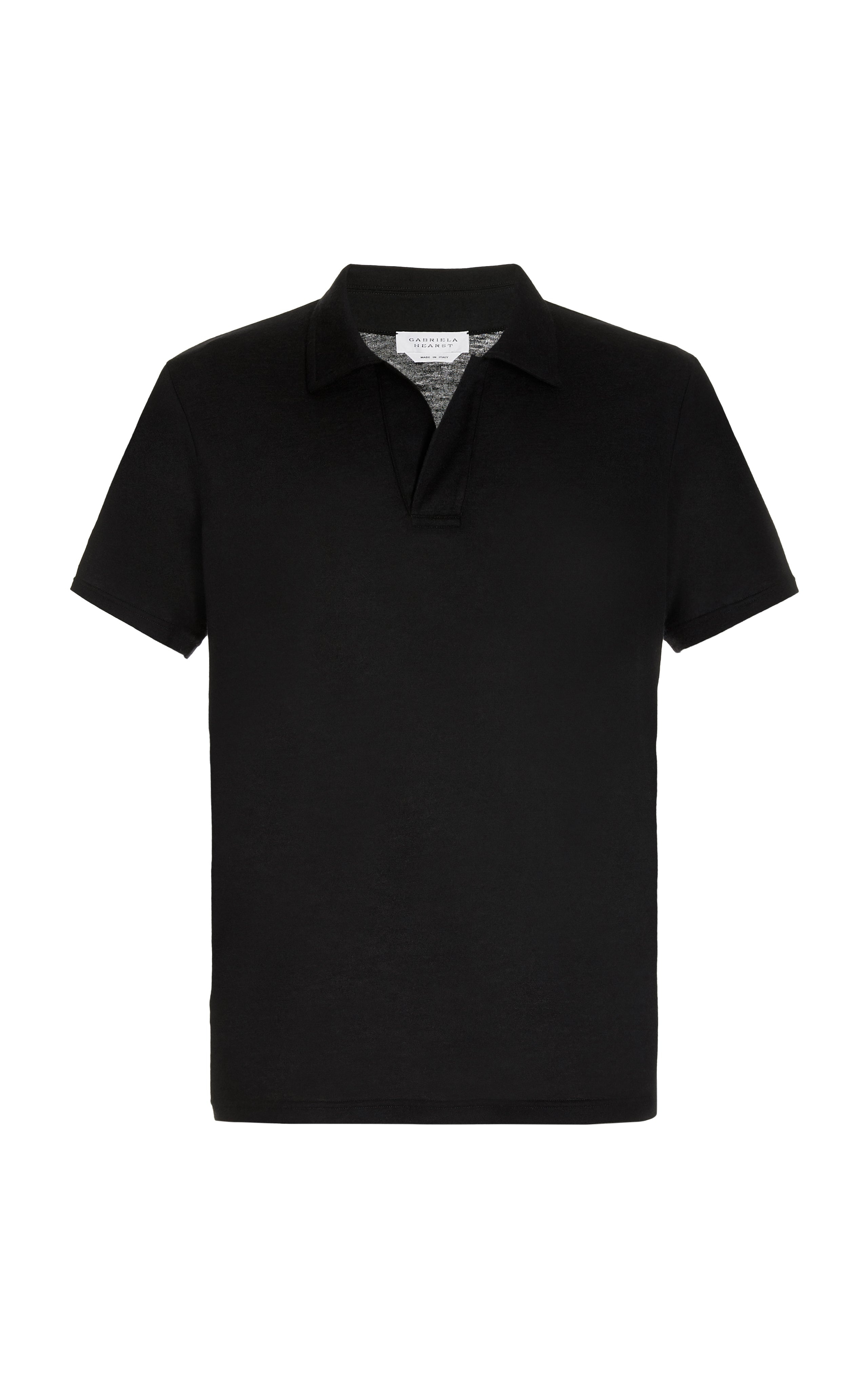 Jaime Short Sleeve Polo in Black Cotton - 1