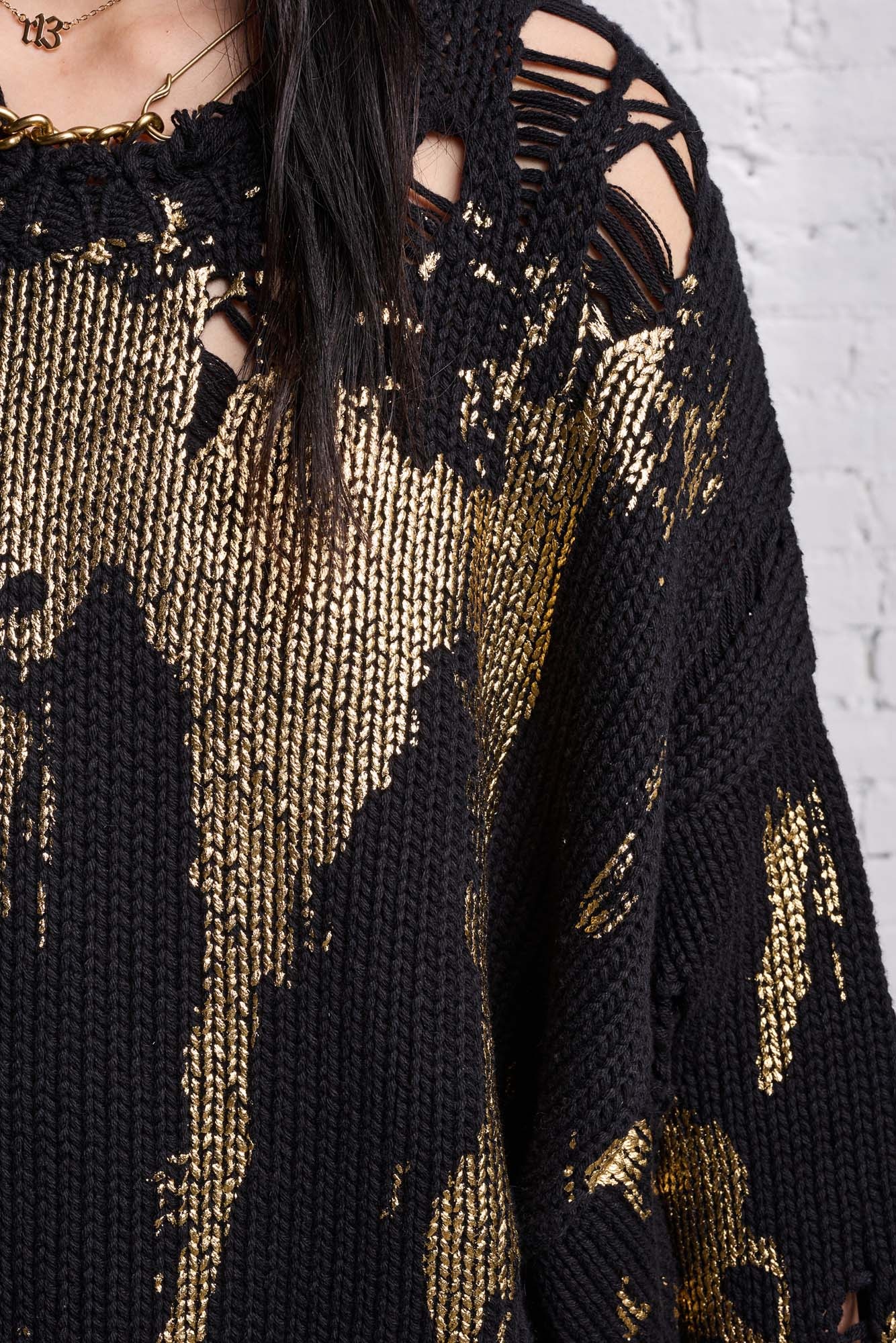 OVERSIZED SWEATER - GOLD SPLATTERED BLACK - 8