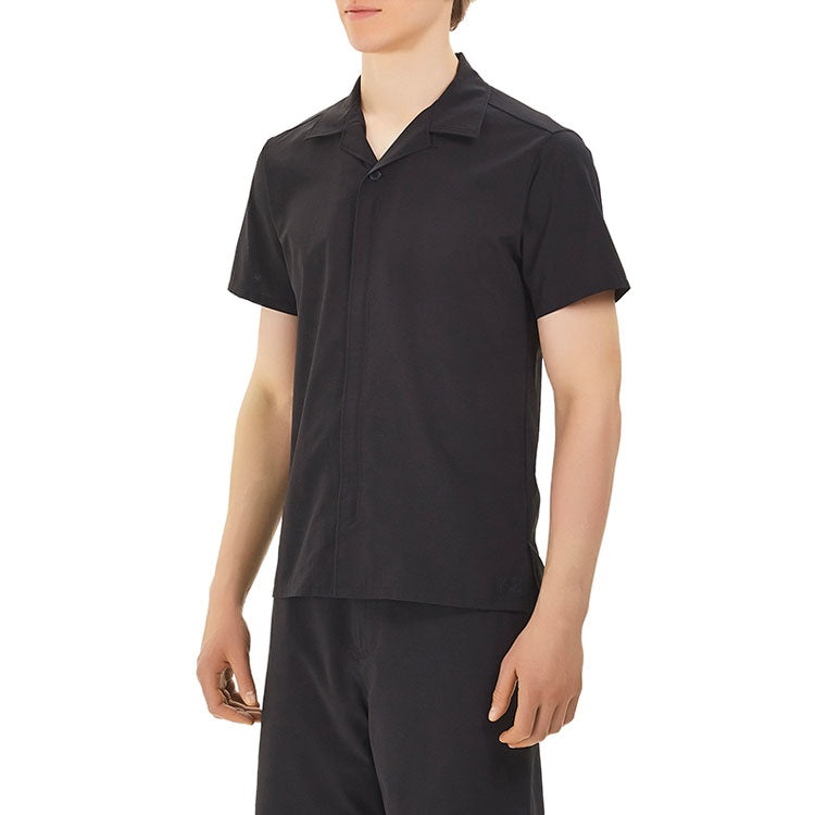Men's Y-3 Solid Color Casual Short Sleeve Shirt Black FN5705 - 5