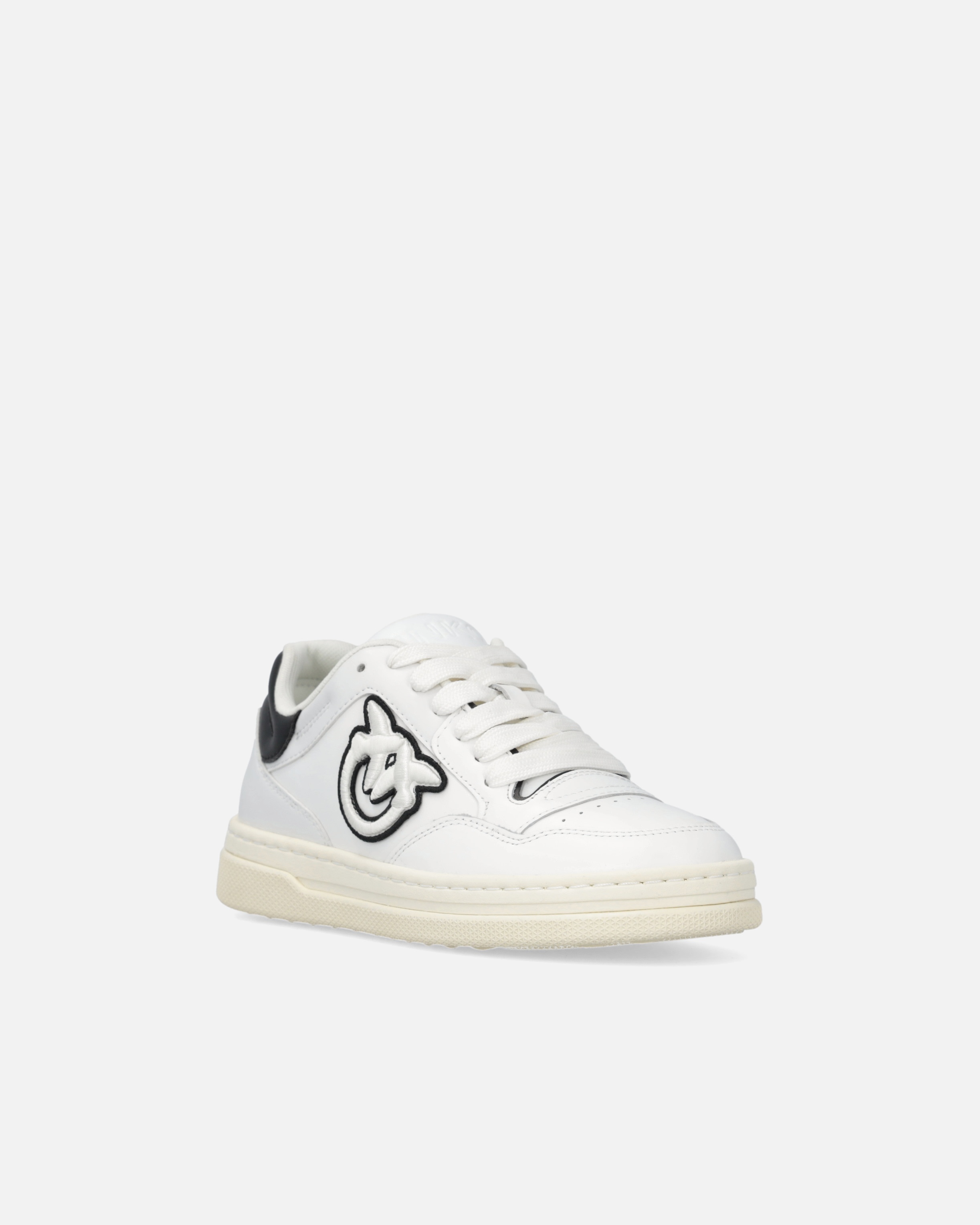 LEATHER SNEAKERS WITH BLACK AND WHITE LOGO - 2