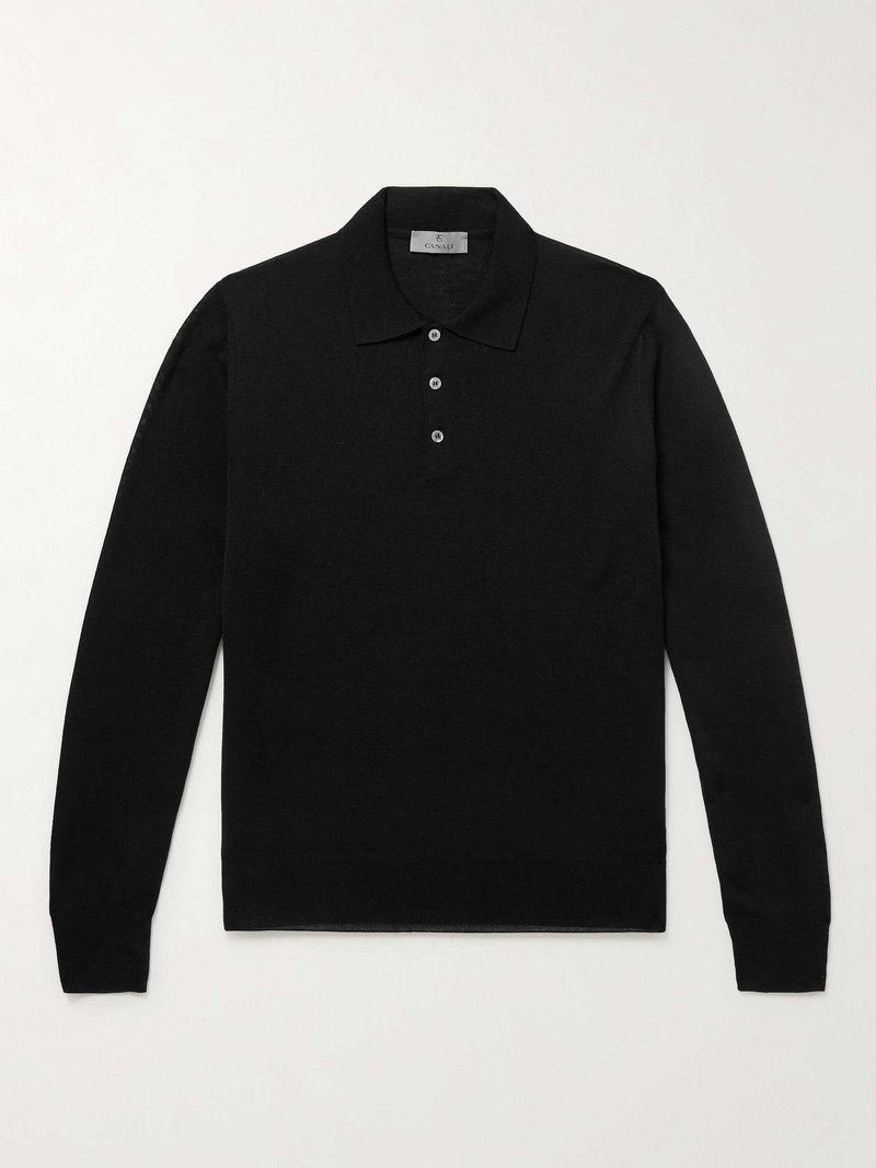 Canali Slim-Fit Merino Wool Polo Shirt outlook