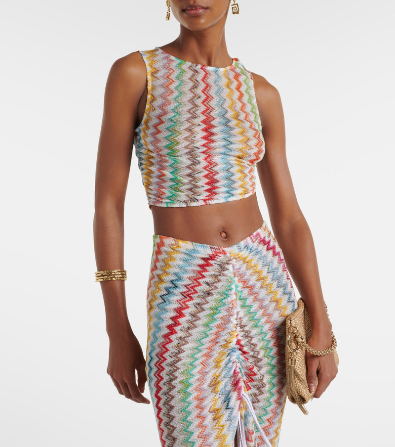 Missoni Zigzag ruched lamé crop top outlook