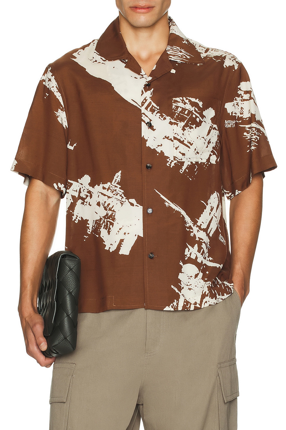 Postcard Print Silk Shantung Short Sleeve Shirt - 3