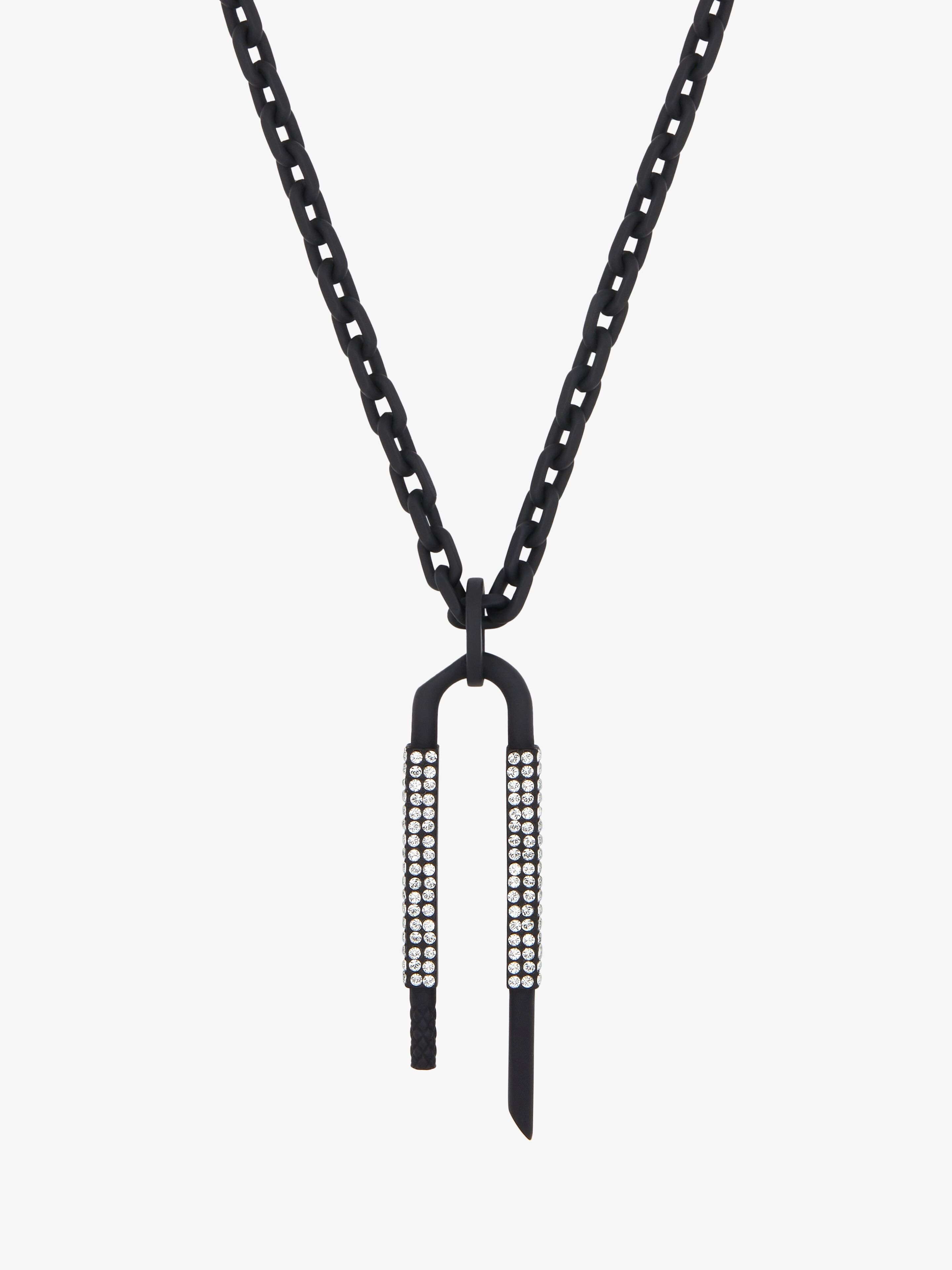 U LOCK BLACK NECKLACE WITH CRYSTALS - 2