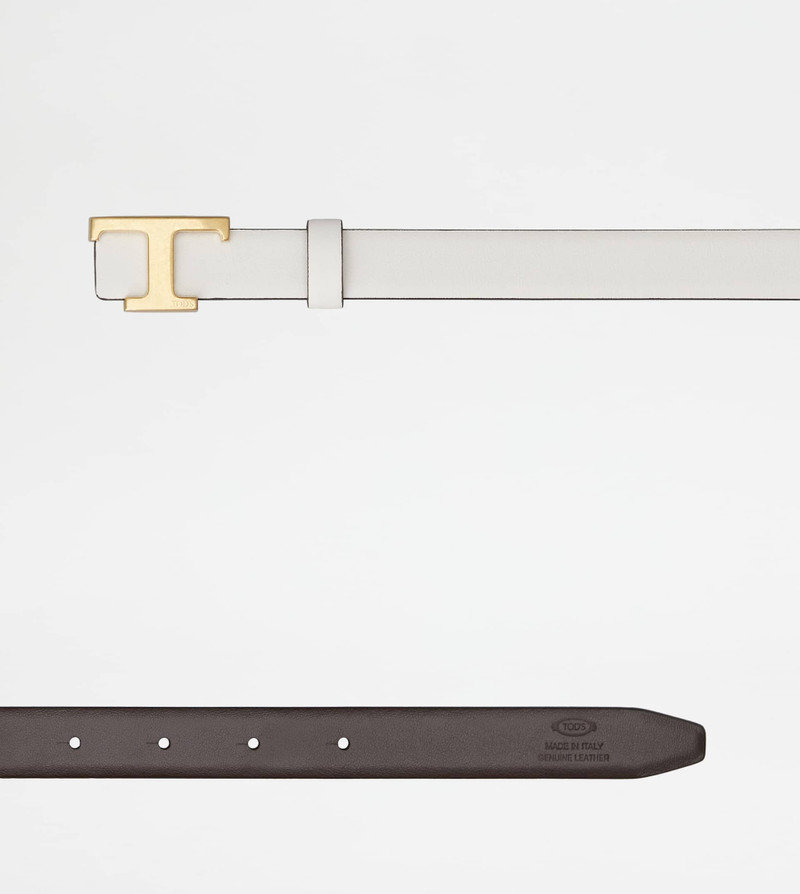 T TIMELESS REVERSIBLE BELT IN LEATHER - OFF WHITE, BROWN 3