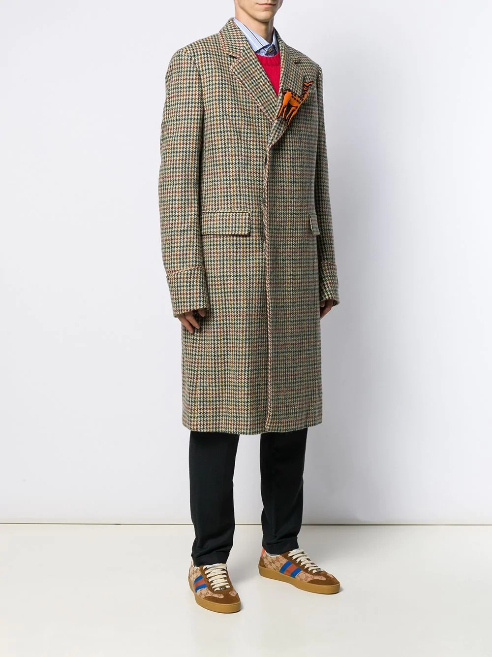 fawn appliqué check coat - 3