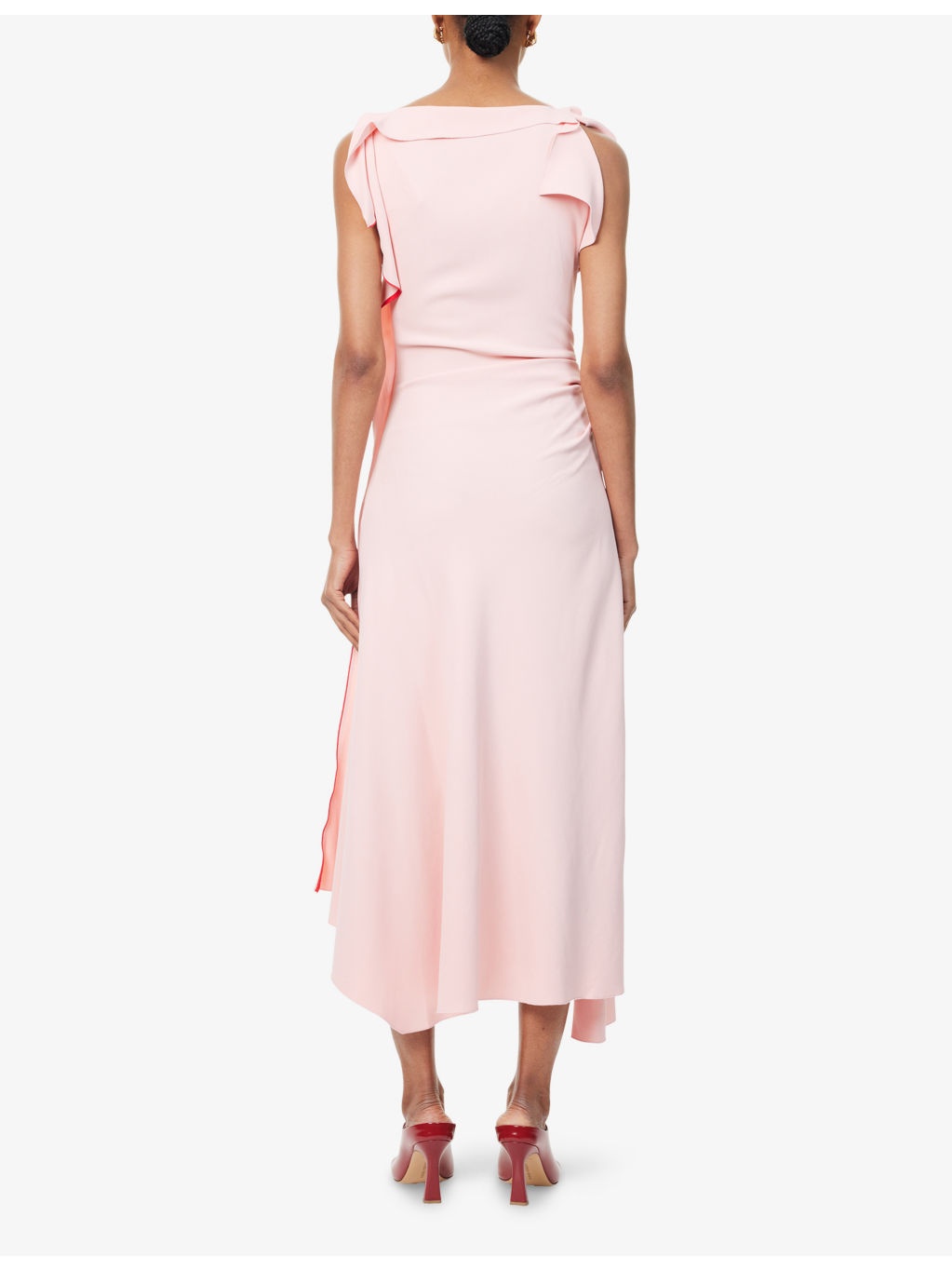 Draped Asymmetric Stretch-Woven Midi Dress - 4