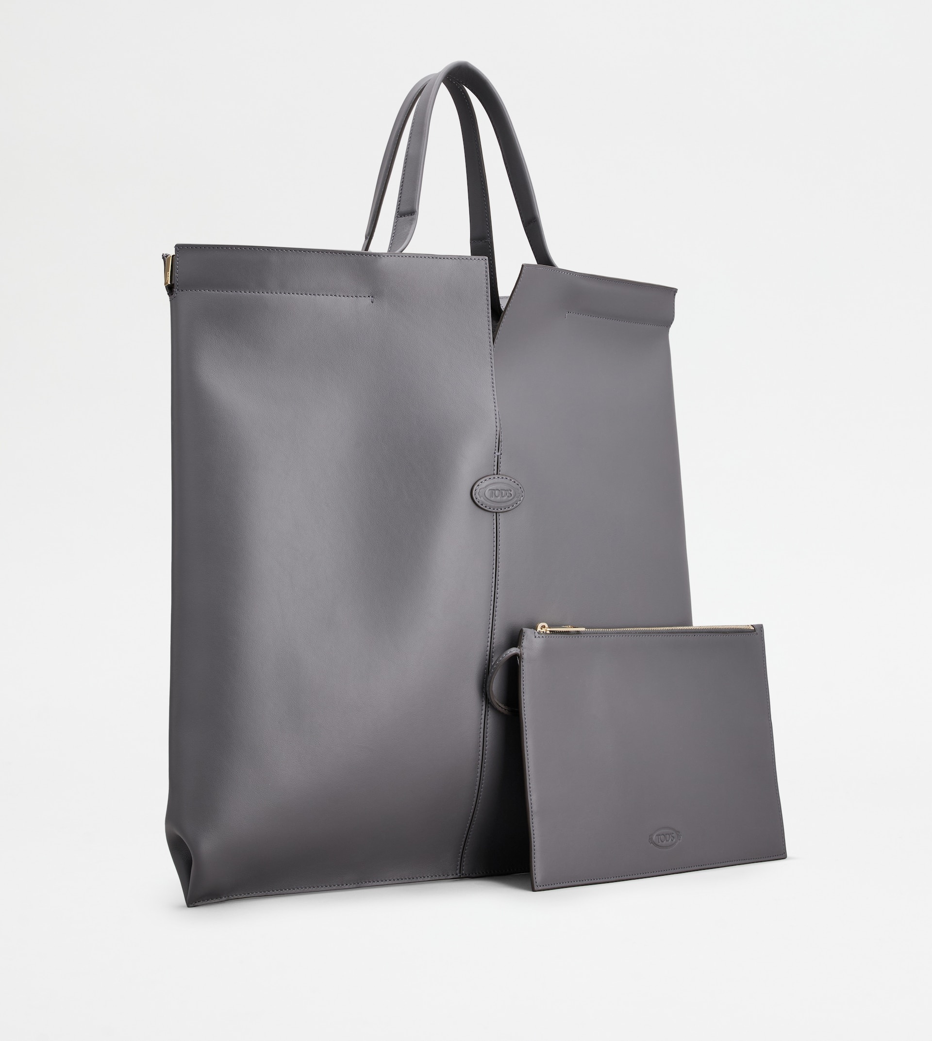 TOD'S DI BAG FOLIO IN LEATHER LARGE - GREY - 3