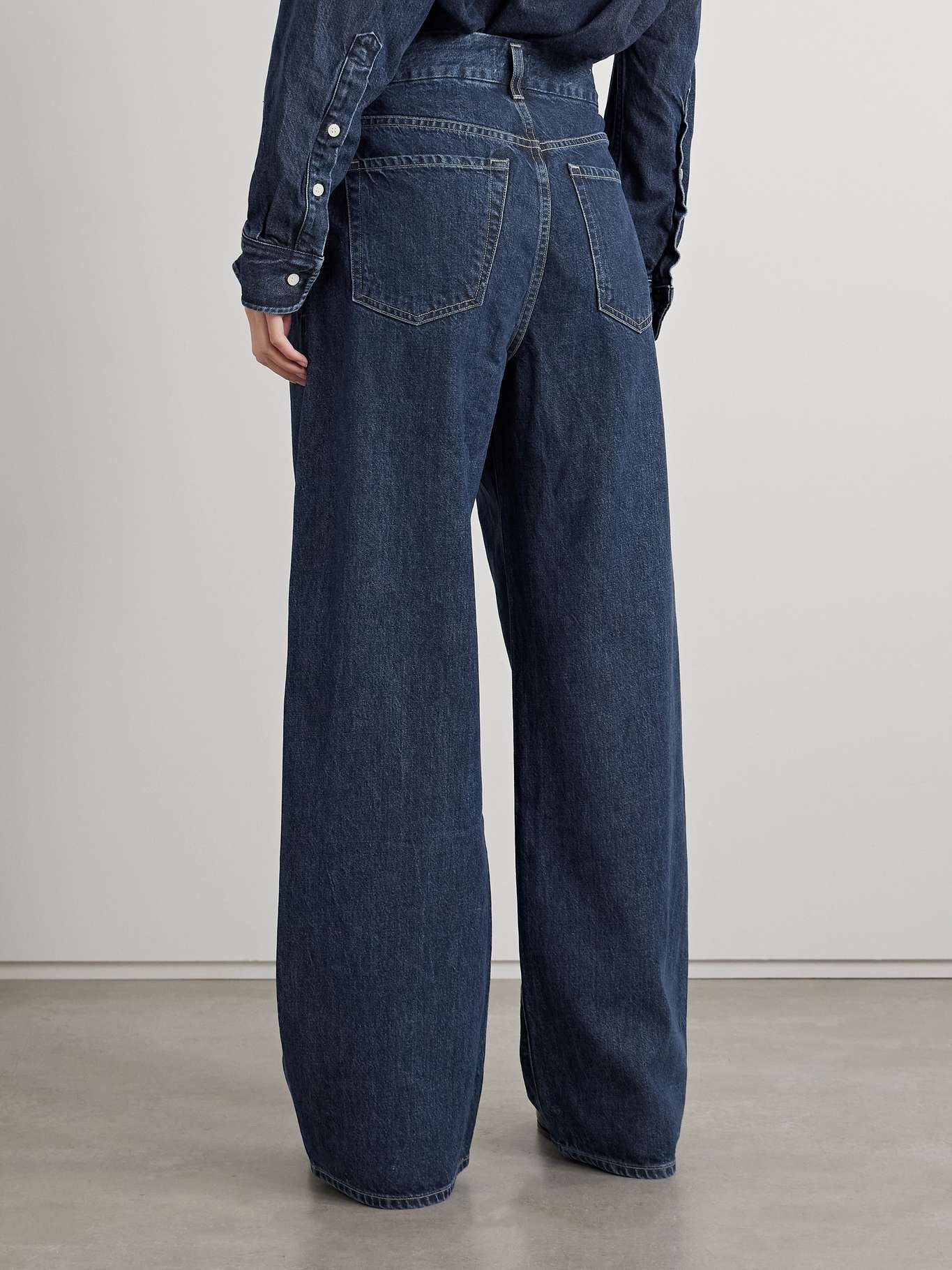 Petra pleated high-rise wide-leg jeans Dark denim - 3