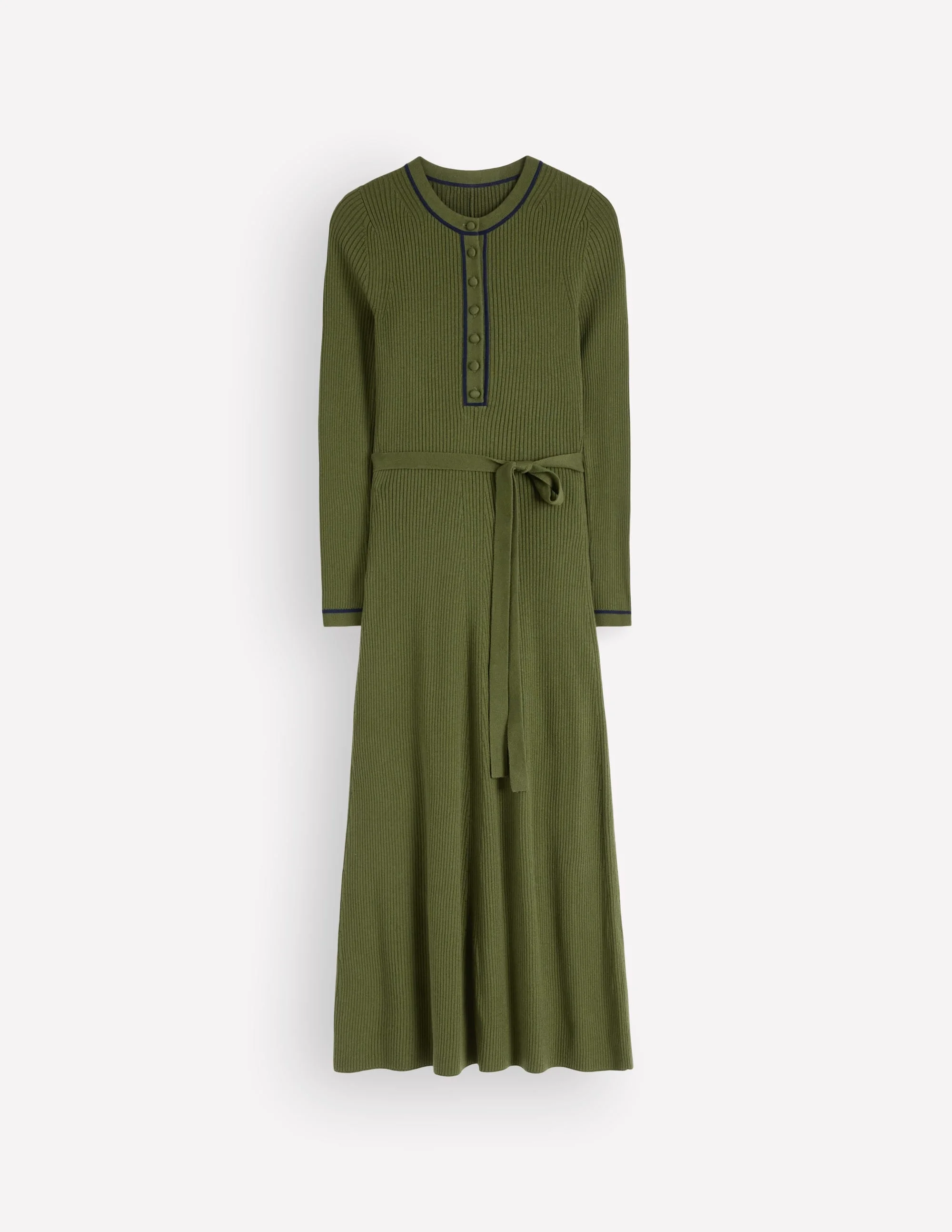 Paula Ribbed Crew Dress-Brunswick Green, Evening Blue - 1