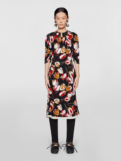 Marni WINDBLOWN PRINT CADY DRESS WITH 3/4 SLEEVES outlook