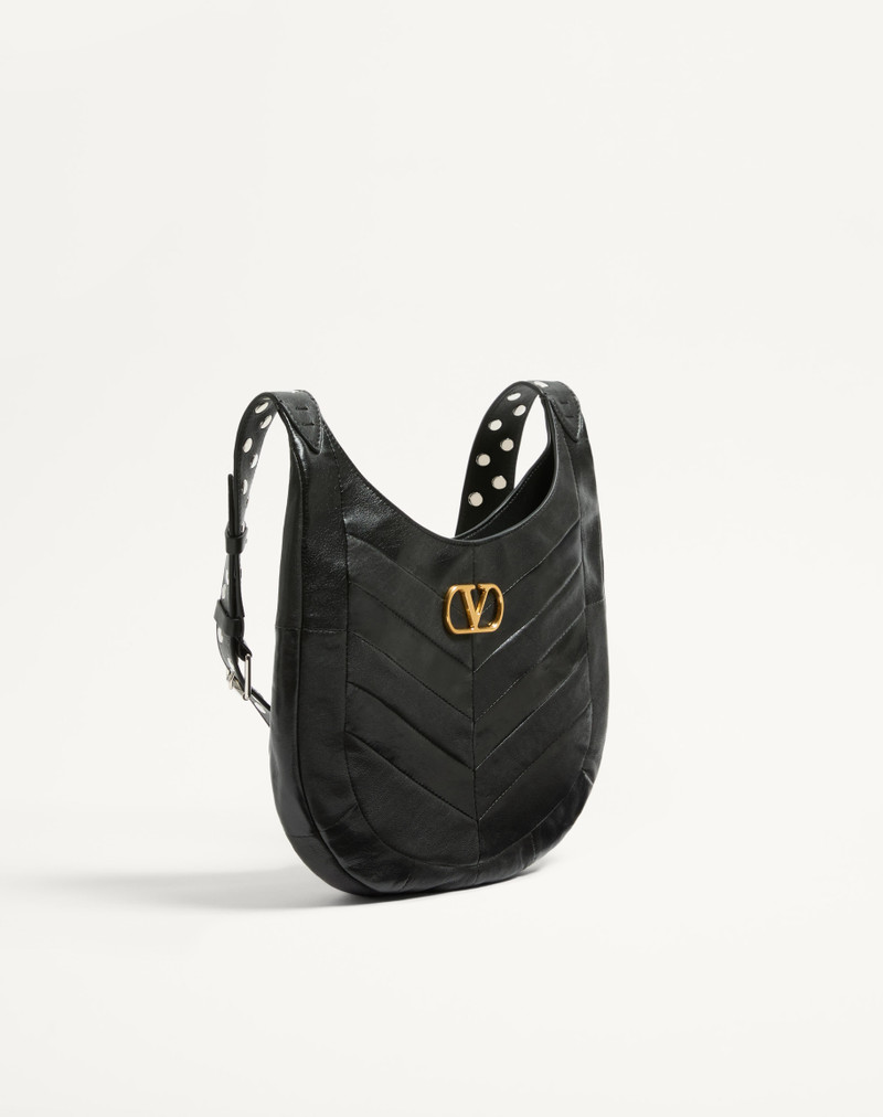 VALENTINO GARAVANI HOBOHO SMALL HOBO BAG IN CHEVRON-PATTERNED NAPPA LEATHER. 3