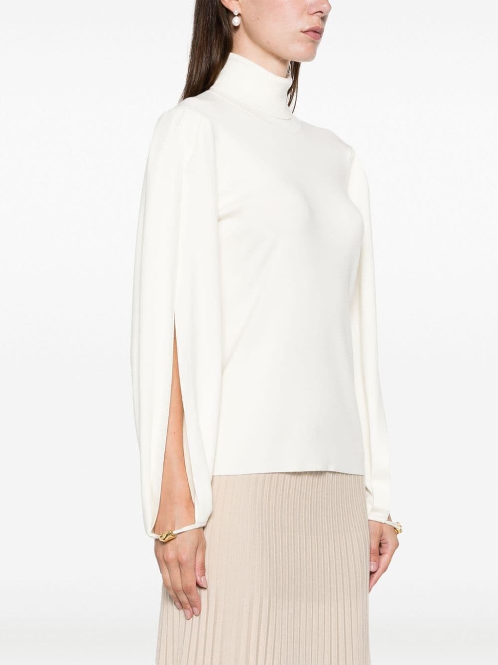 high-neck fine-knit jumper - 3