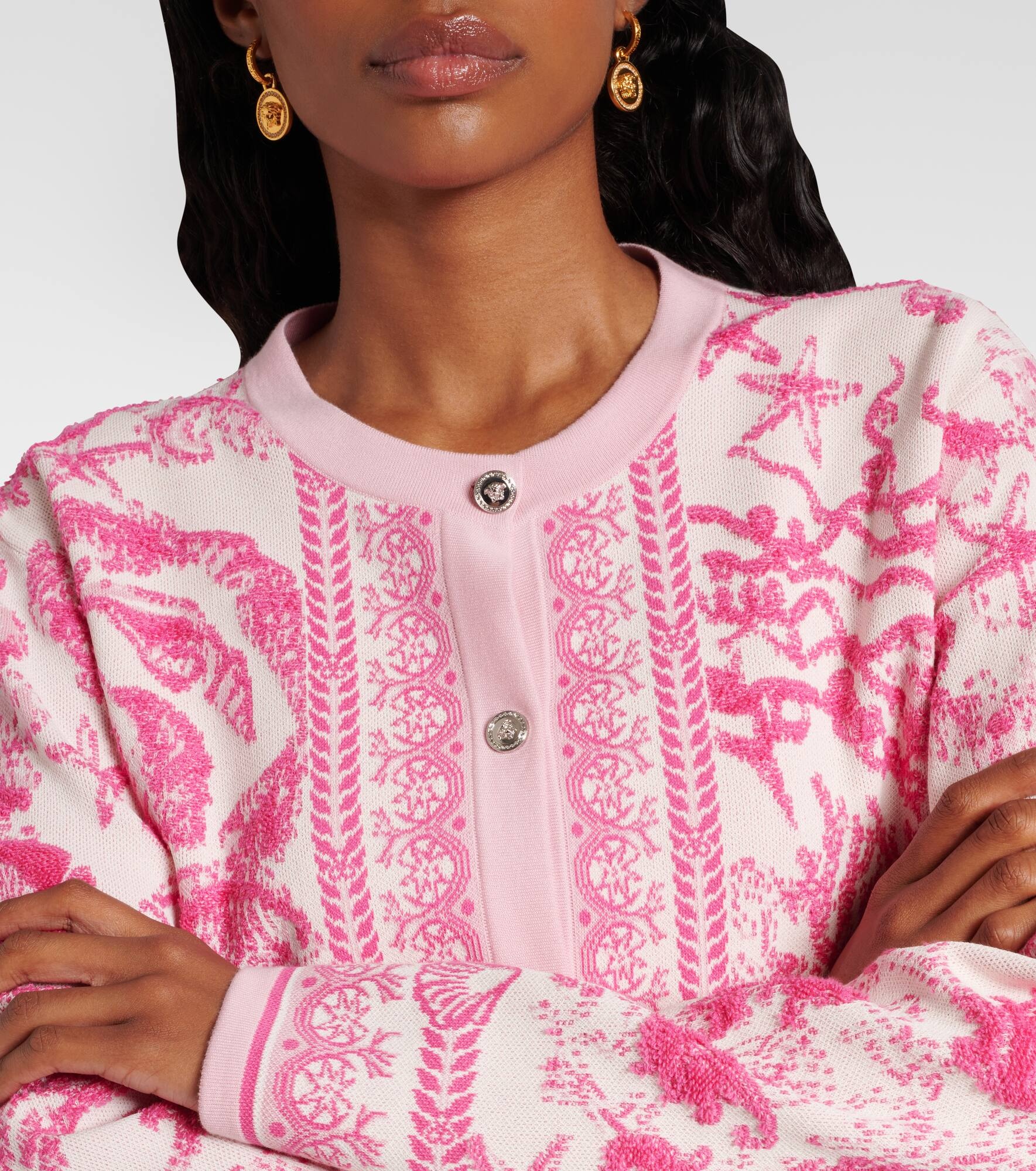 Underwater Barocco jacquard cardigan - 4