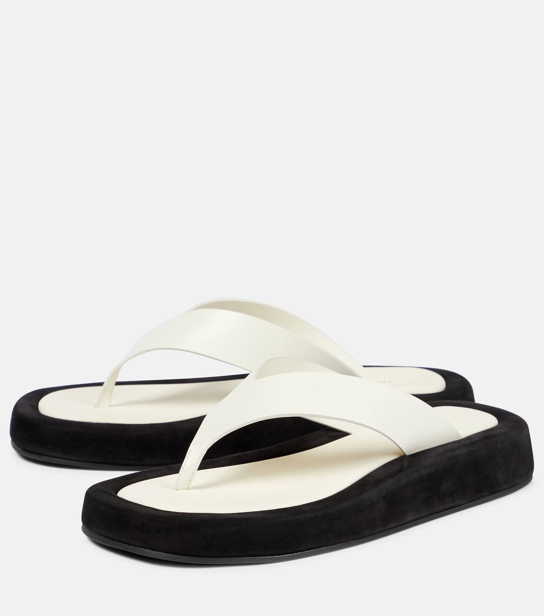 Ginza leather and suede thong sandals - 5