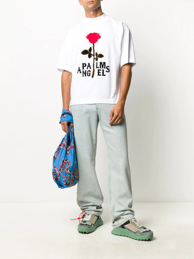 Palm Angels rose-print logo T-shirt outlook