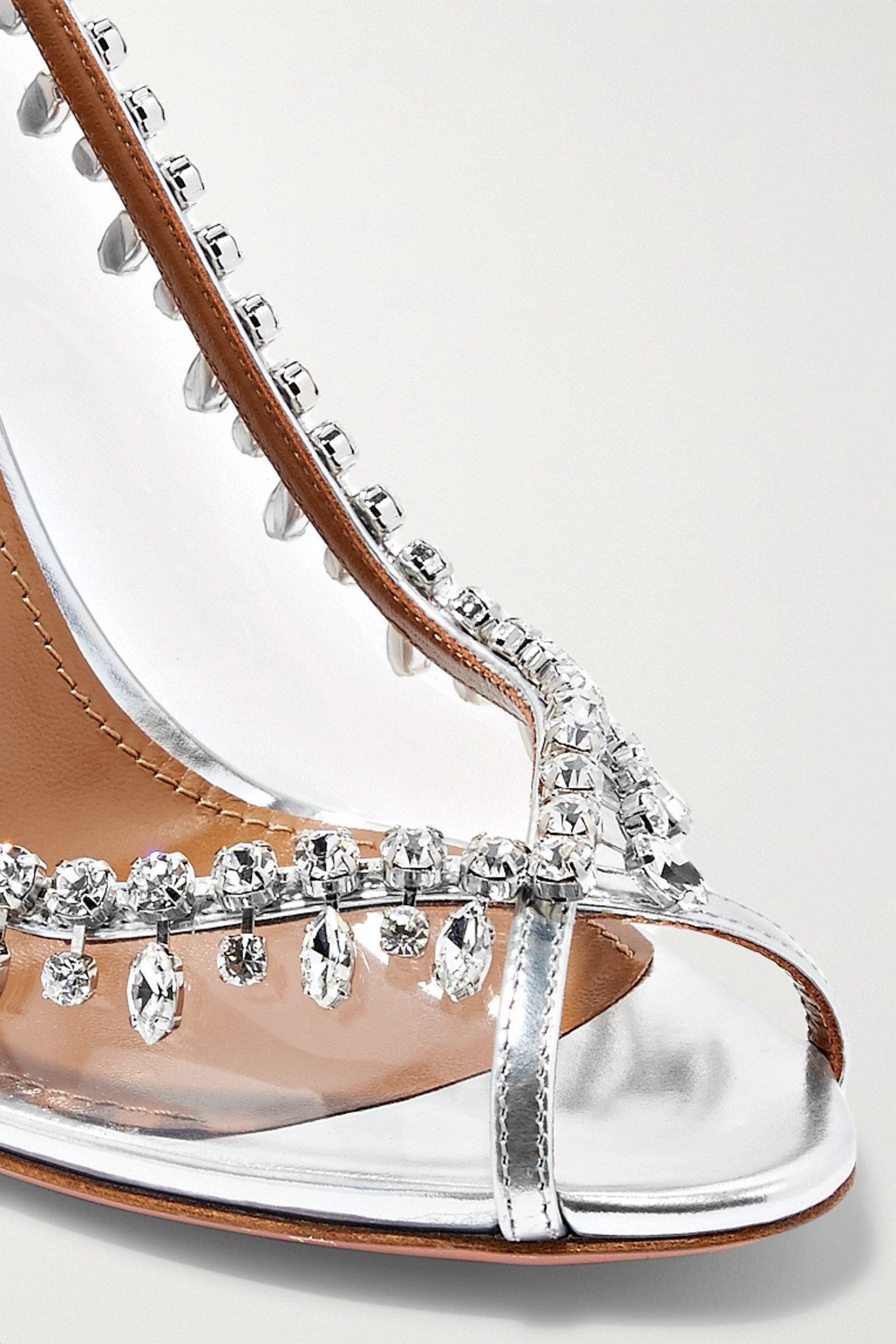 Temptation embellished metallic leather and PVC slingback pumps - 5
