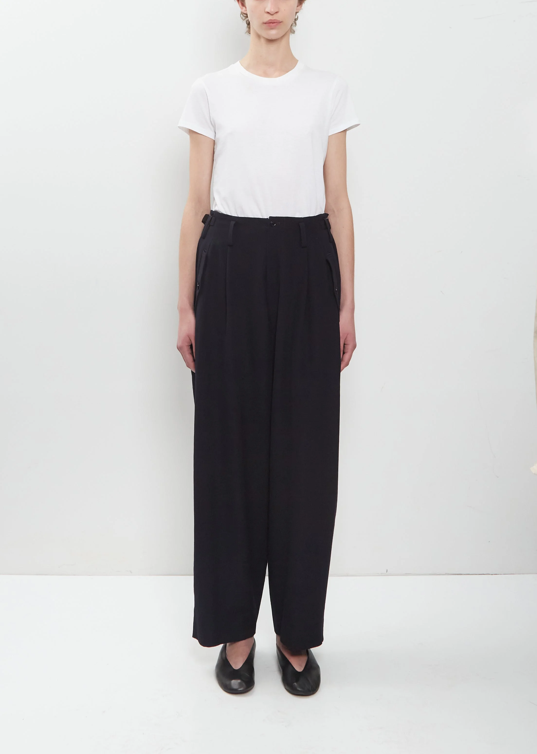 2 Tuck Wide Wool Gabardine Pant - 1