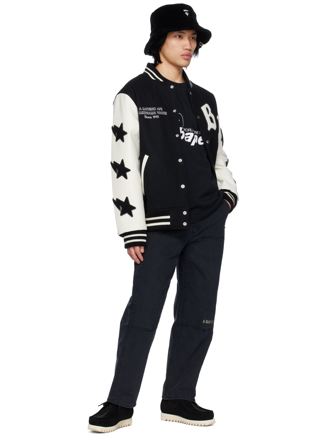Black & White Varsity Bomber Jacket - 4