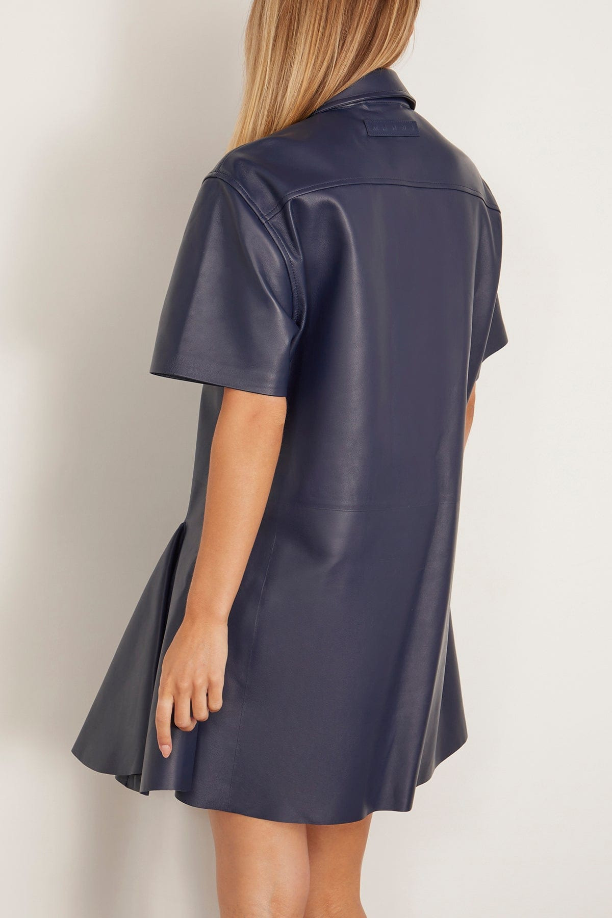 Leather Dress in Blue Nappa - 5