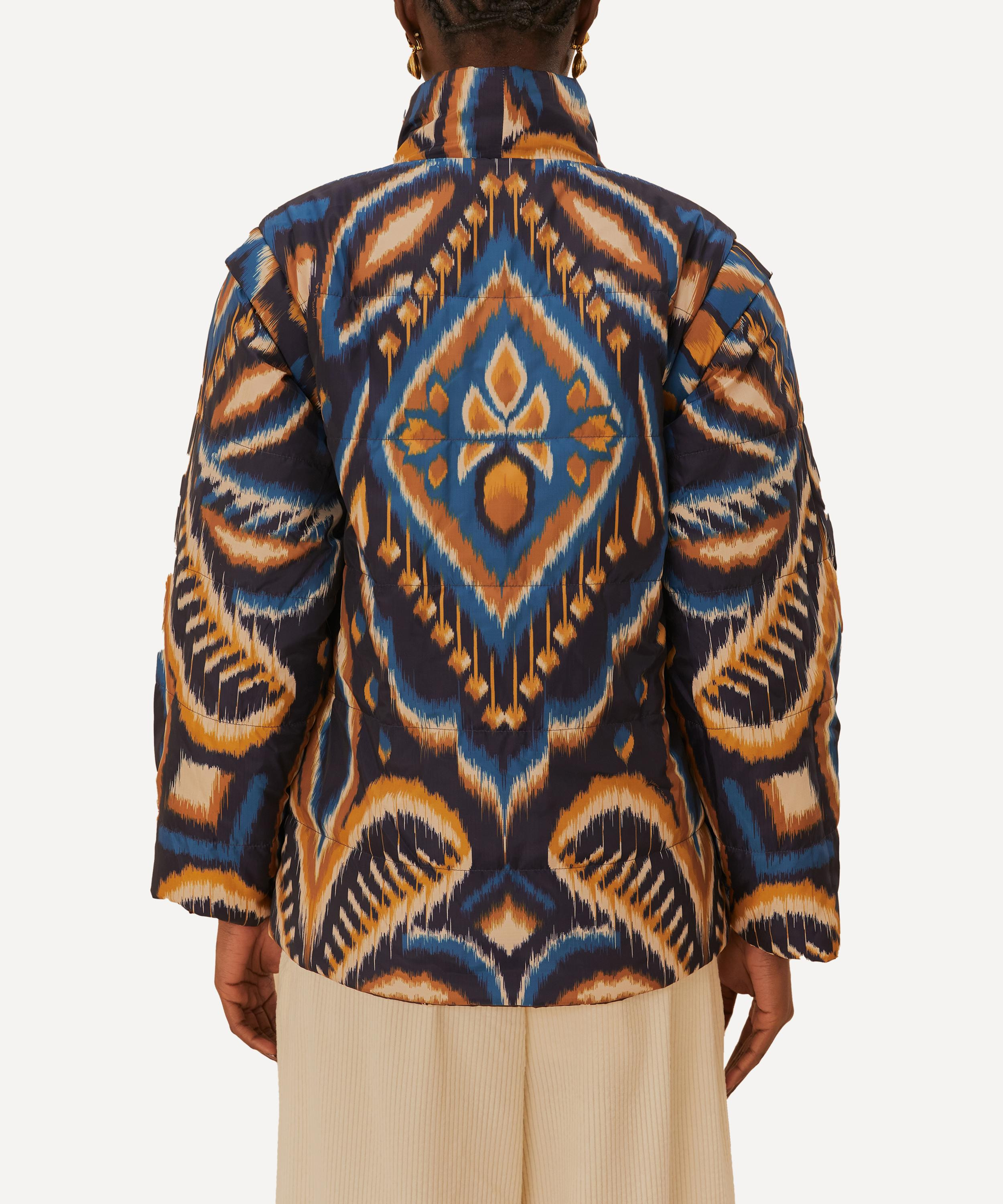 Cream Toucans Scarf Reversible Puffer Jacket - 4