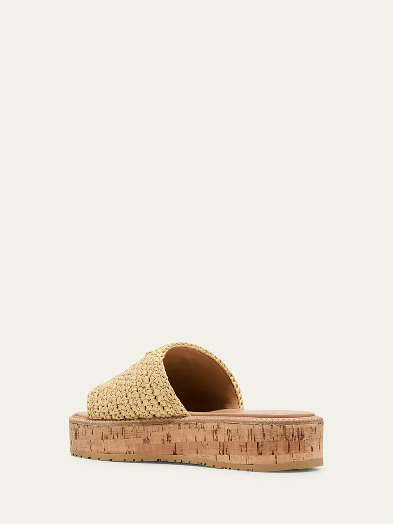 Prada Raffia Cork Flatform Slide Sandals outlook