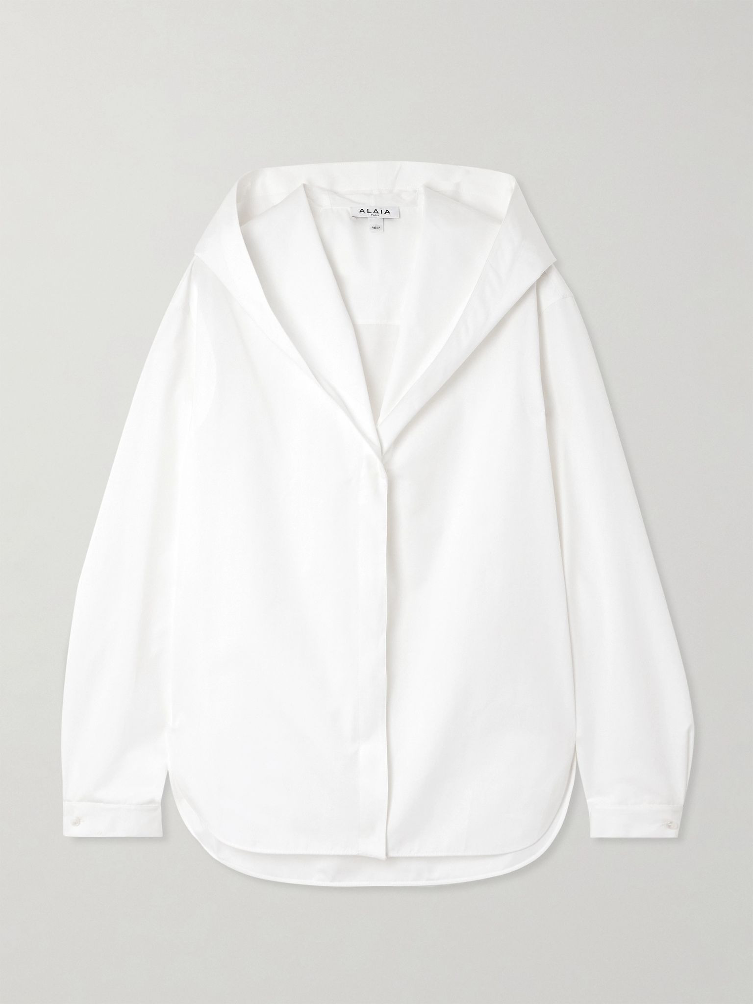 Hooded cotton-poplin blouse White - 1