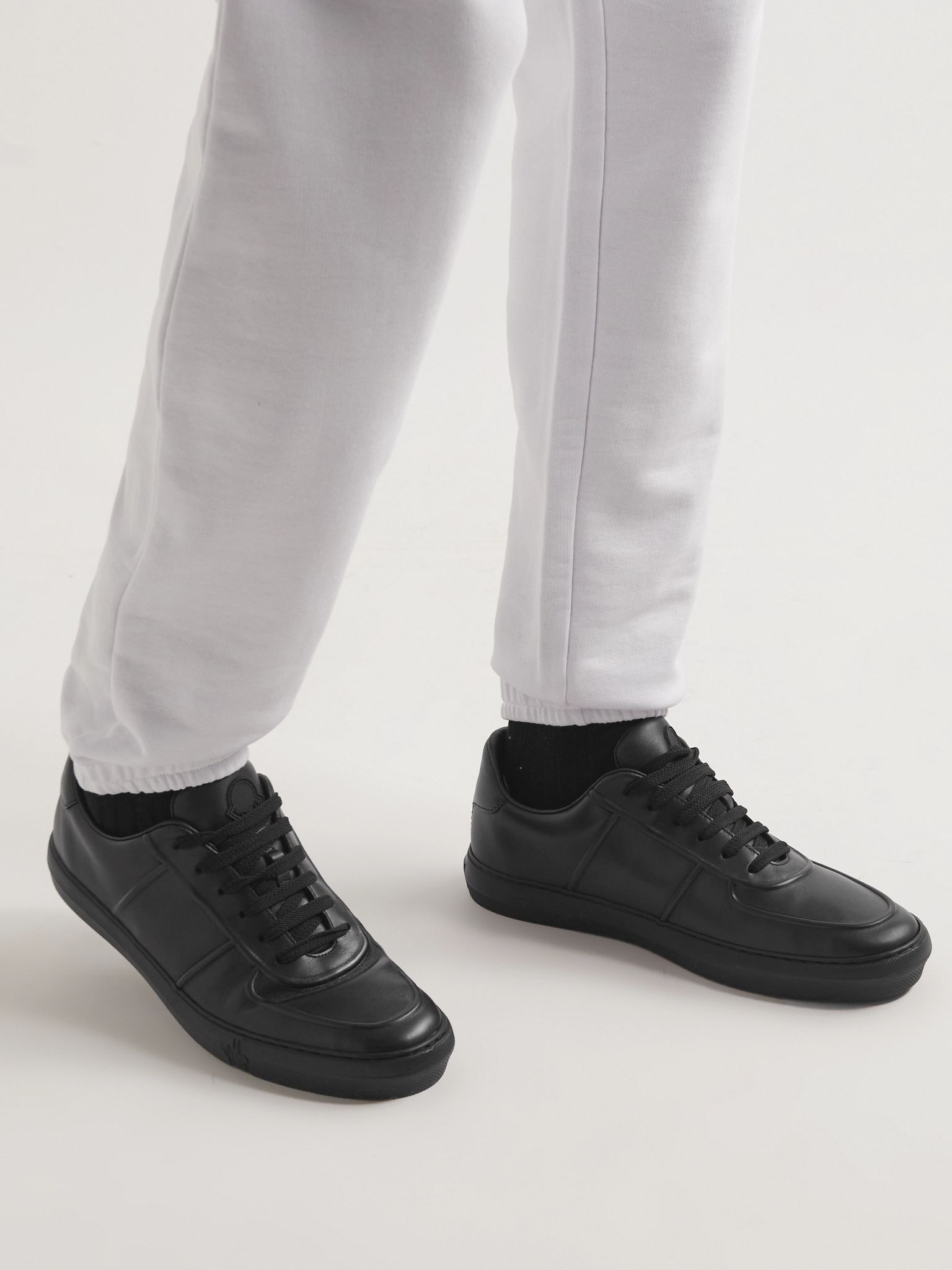 Neue York Logo-Appliquéd Leather Sneakers Black - 3