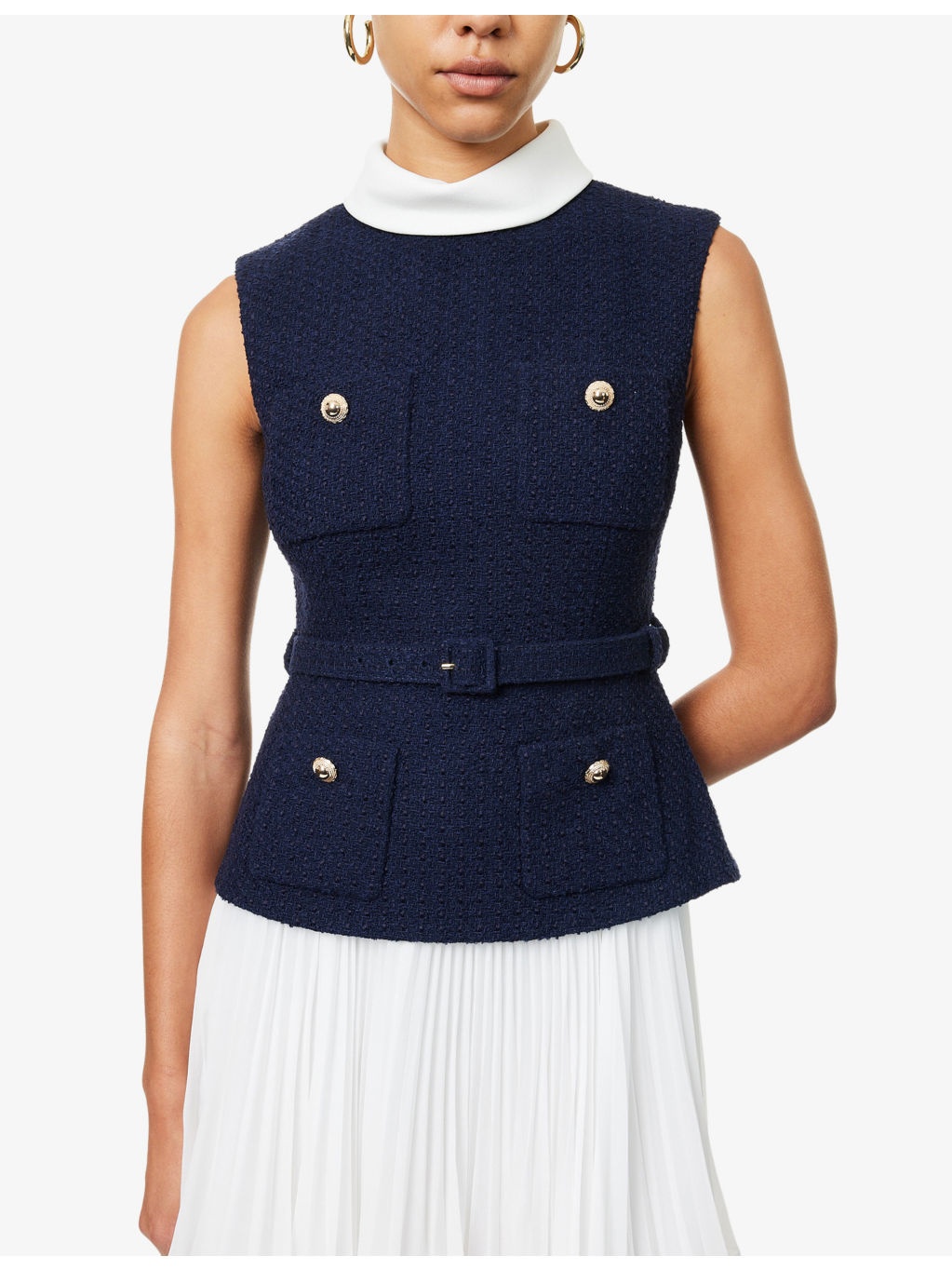 Pleated Sleeveless Woven Mini Dress - 5