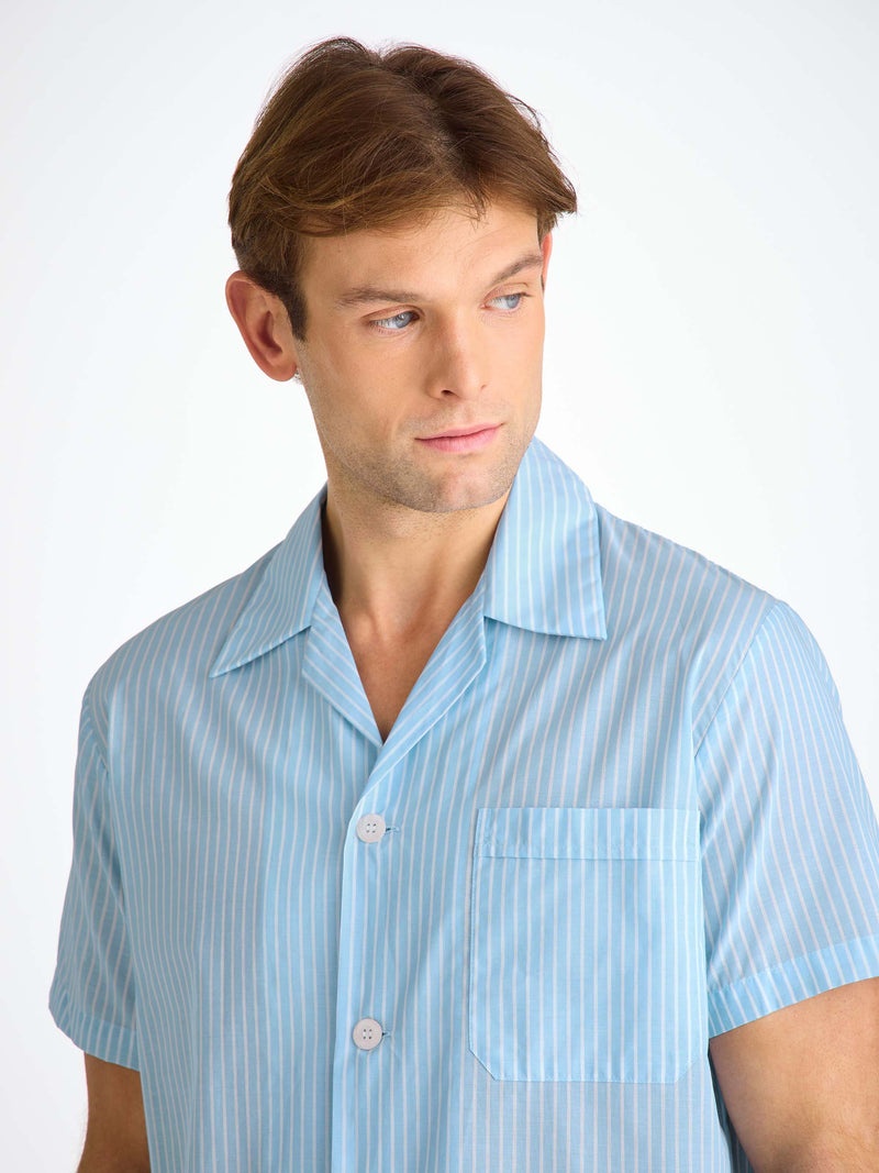 Men's Short Pajamas Amalfi 21 Cotton Batiste Blue - 2