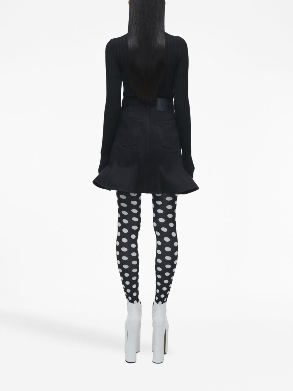 Fluted denim miniskirt - 4