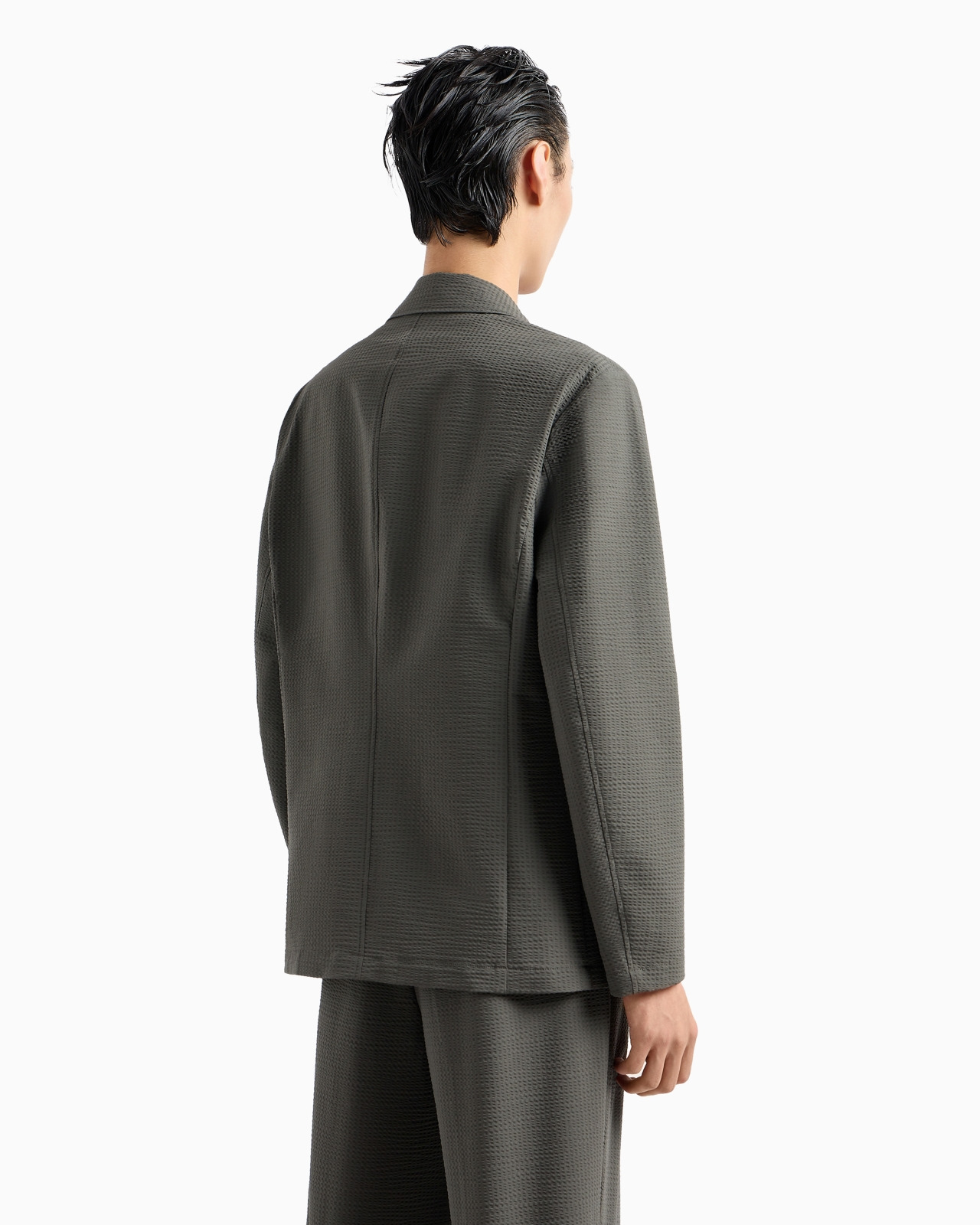 Single-breasted jacket in technical seersucker fabric - 3