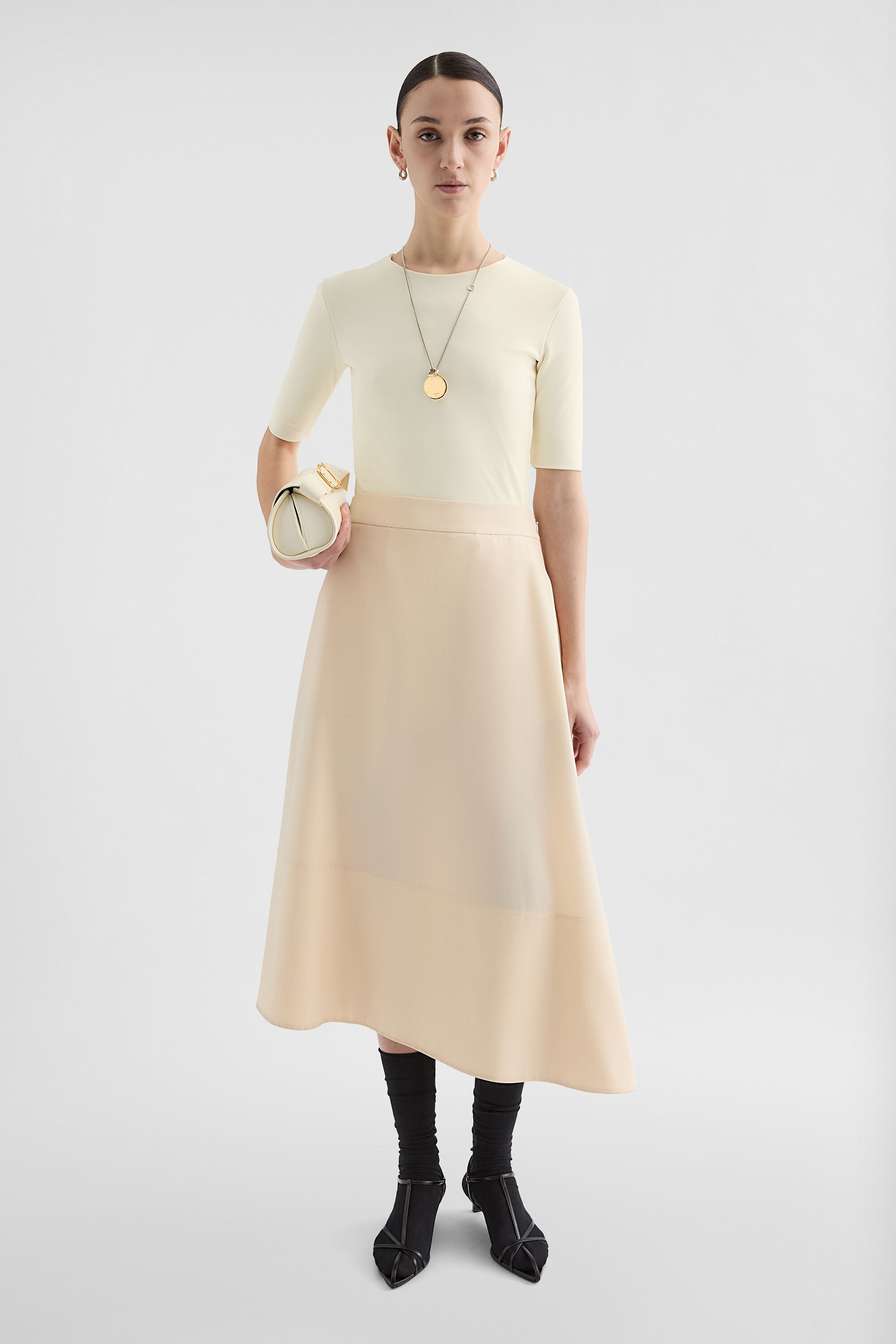 Lightweight Wool Gabardine Asymmetrical Skirt - 2