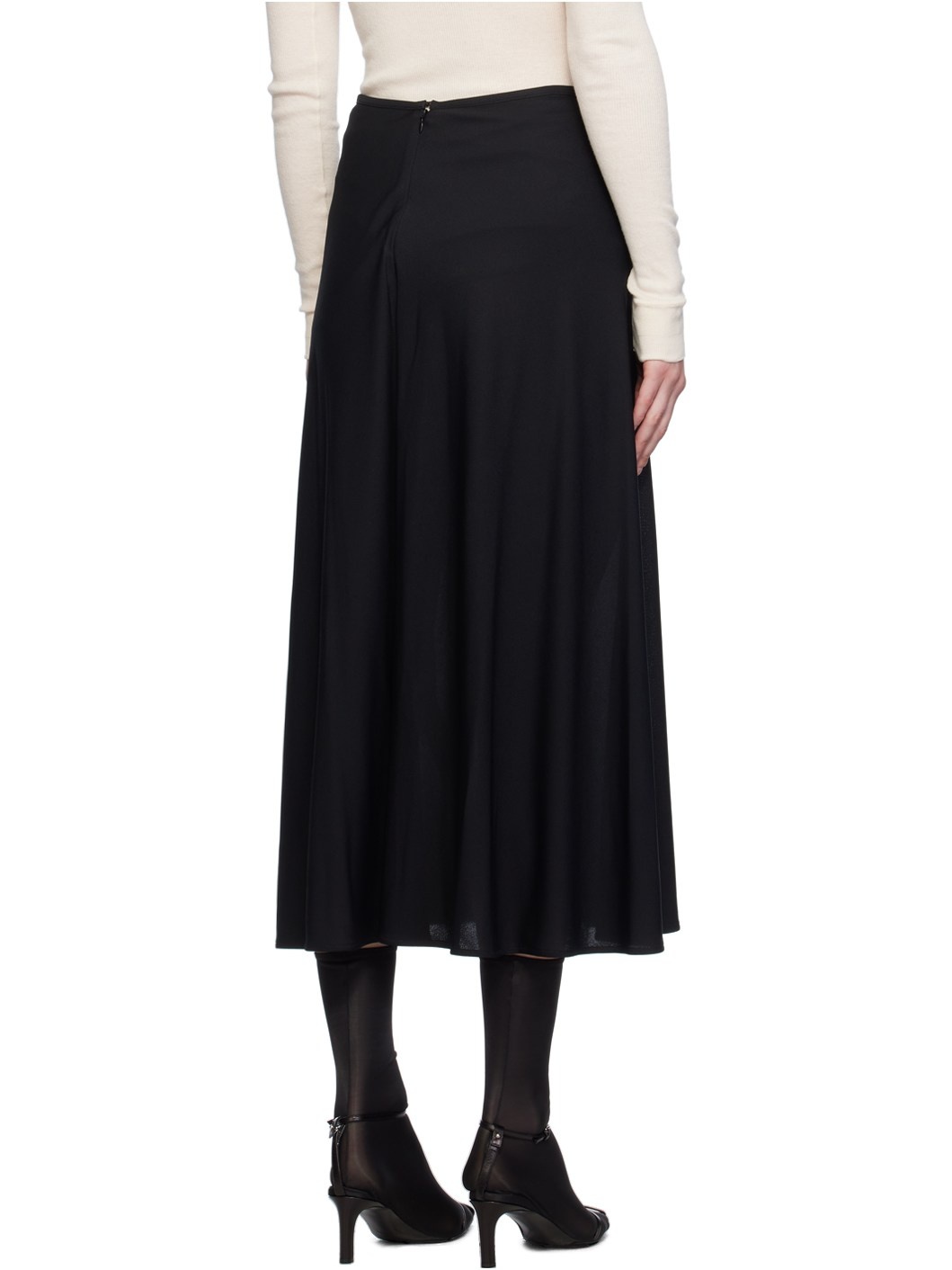 Black Fluid Midi Skirt - 3
