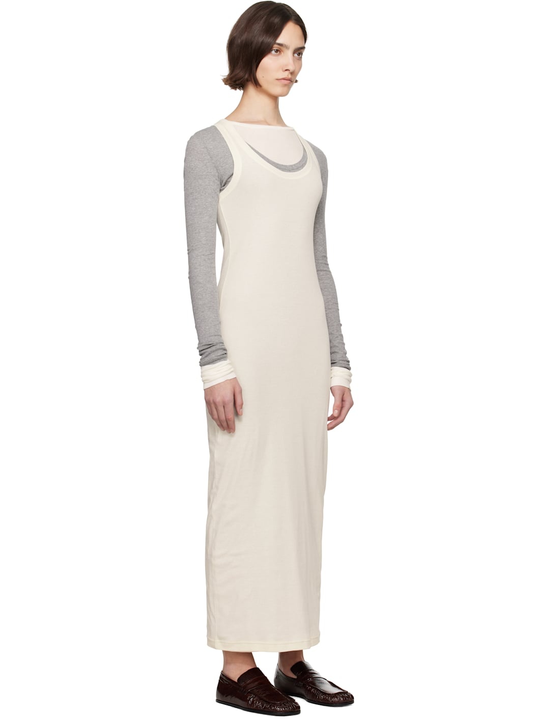 Gray 3 Layers Long Sleeved Maxi Dress - 2