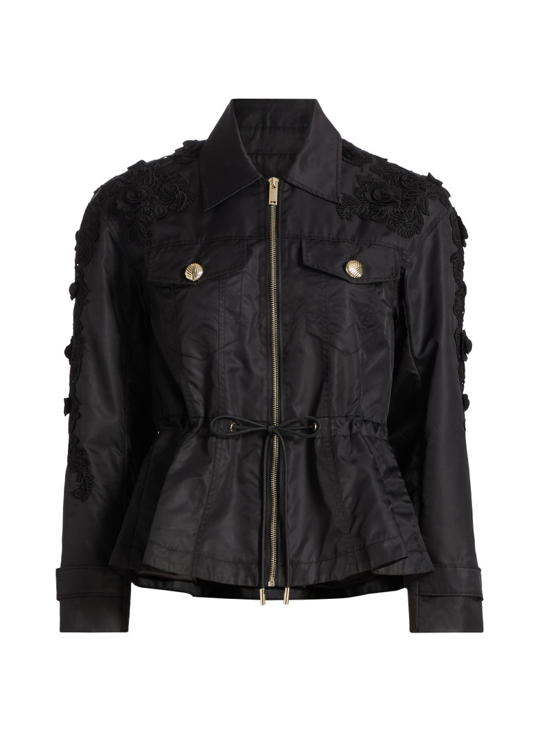 Women's Janice Lace-Appliquéd Utility Jacket - Black 1