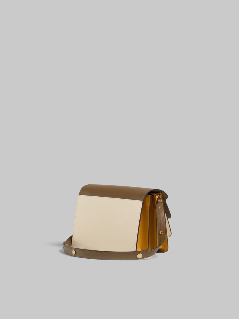BROWN WHITE AND ORANGE SAFFIANO LEATHER TRUNK BAG - 3