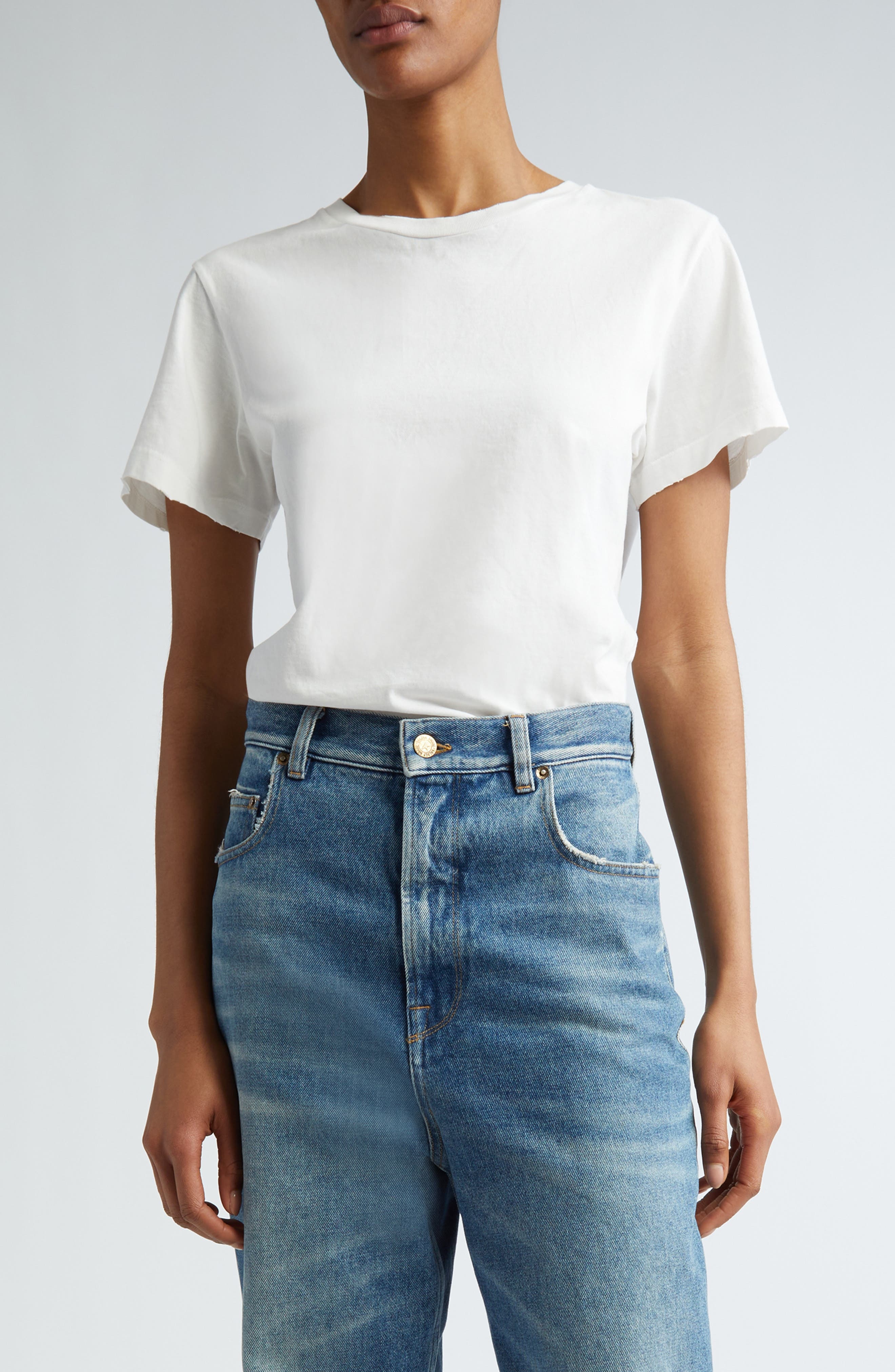 Distressed Slim Fit Cotton Jersey T-Shirt - 2